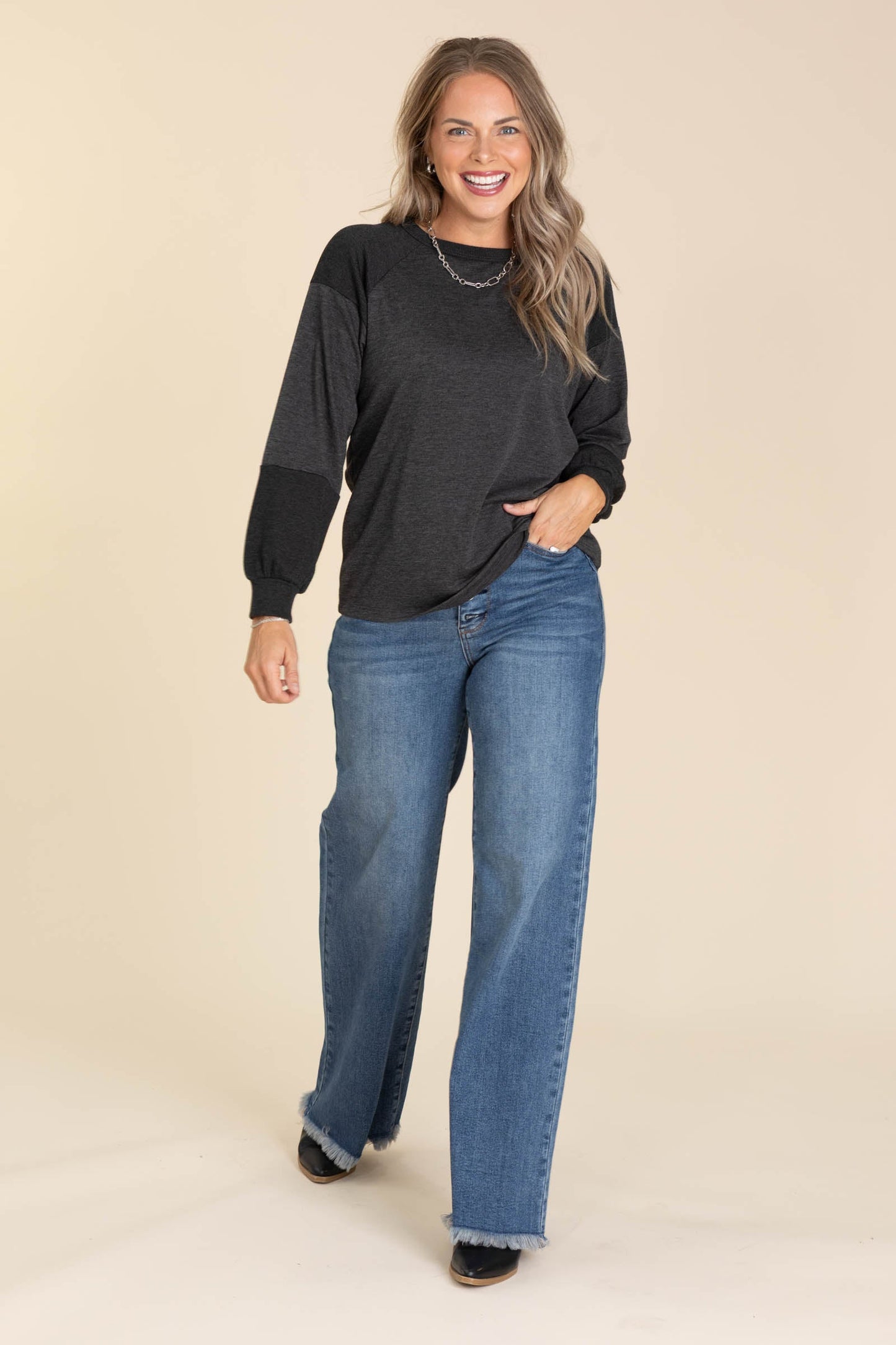 Monaco Rib Long Sleeve Knit Tops