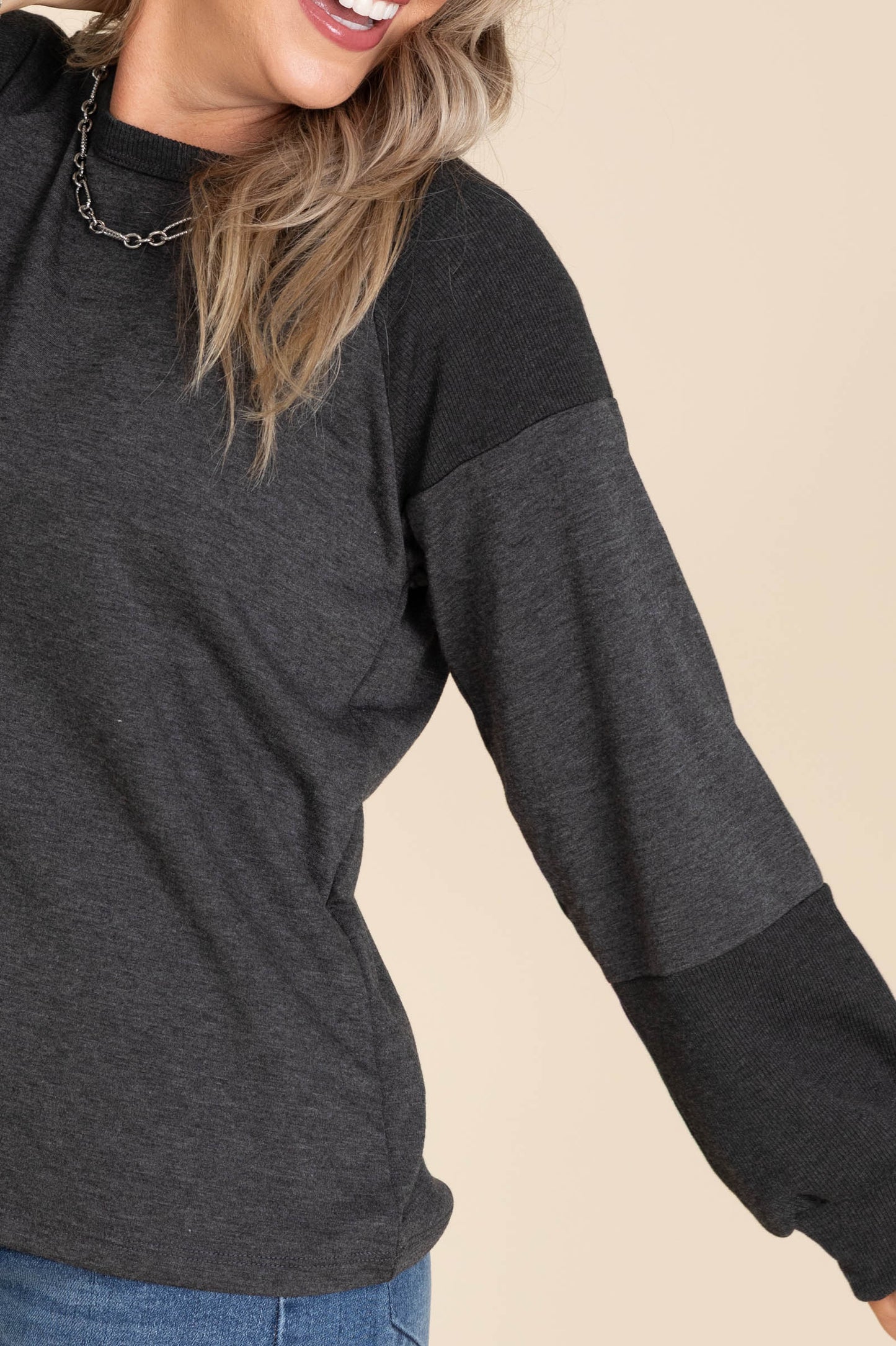 Monaco Rib Long Sleeve Knit Tops