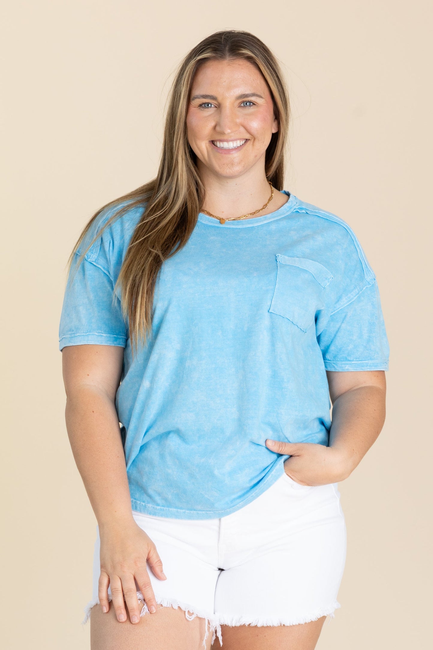 Halo Snow Washed Round Neck Tee Shirts