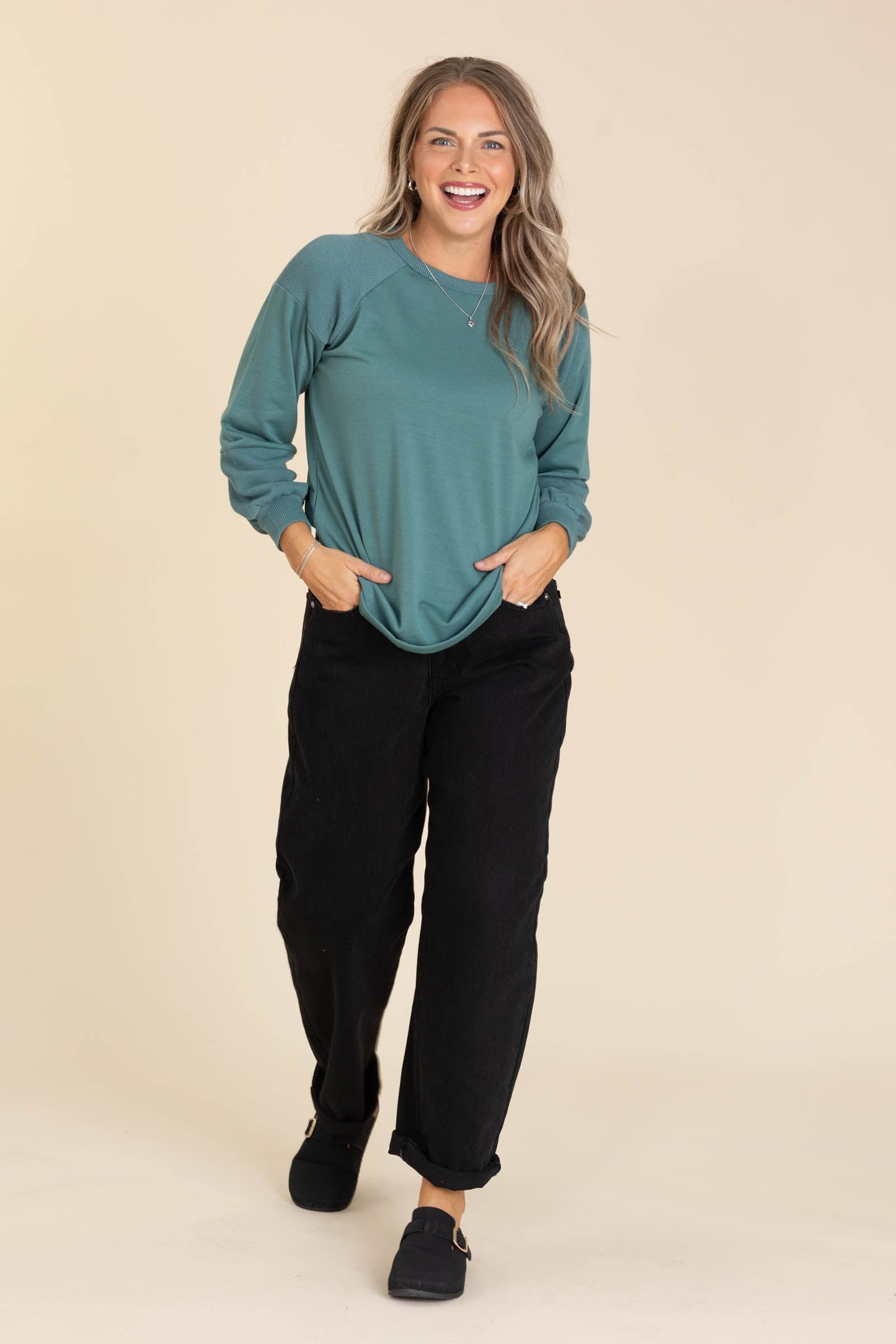 Monaco Rib Long Sleeve Knit Tops