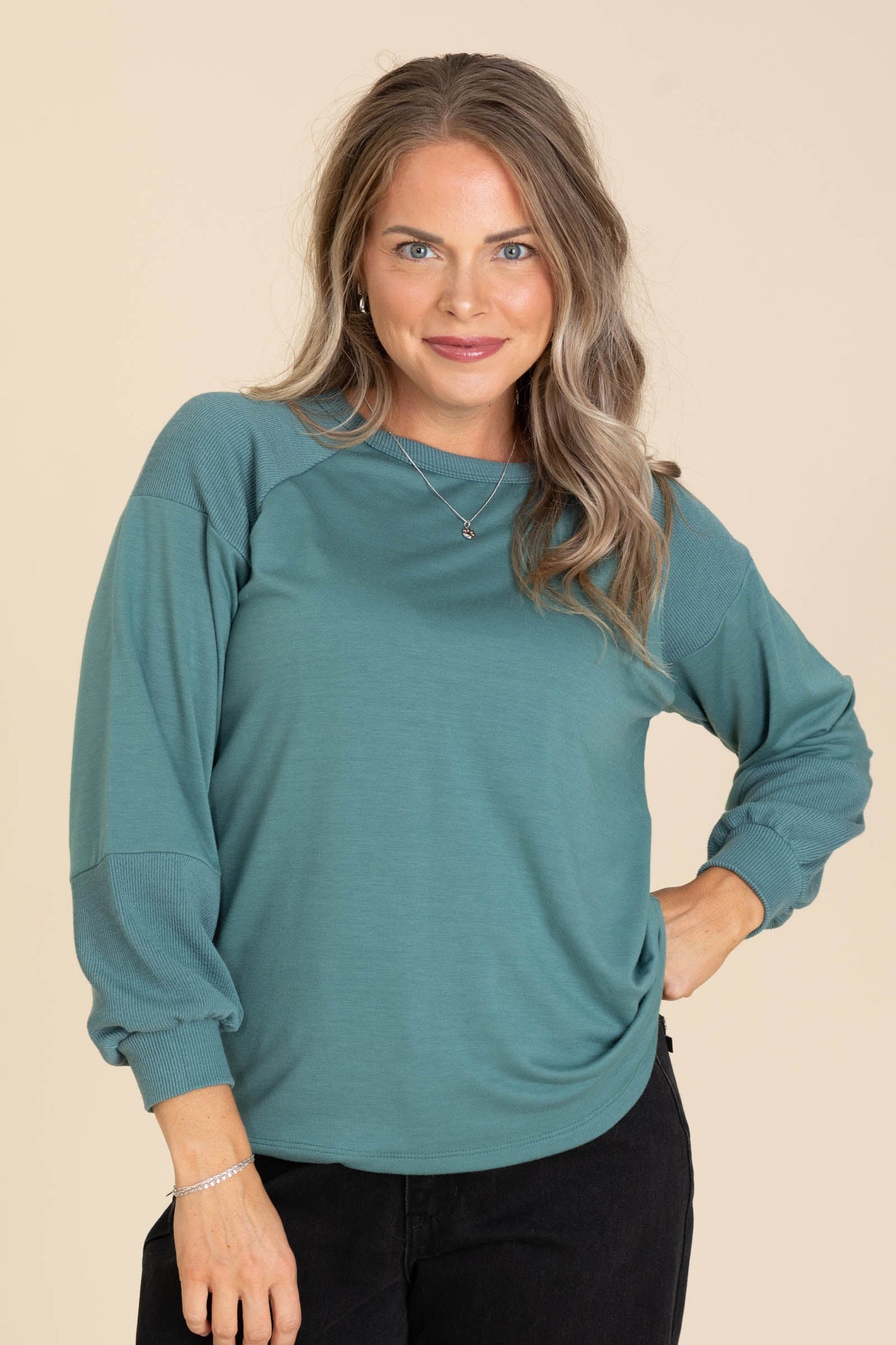 Monaco Rib Long Sleeve Knit Tops