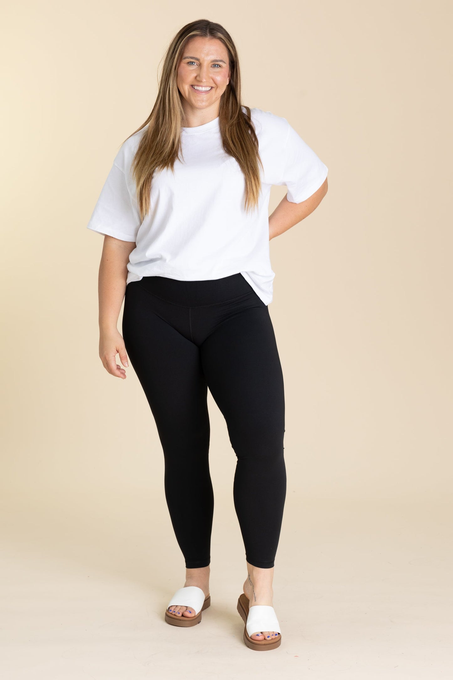 Solid Nylon Active Leggings
