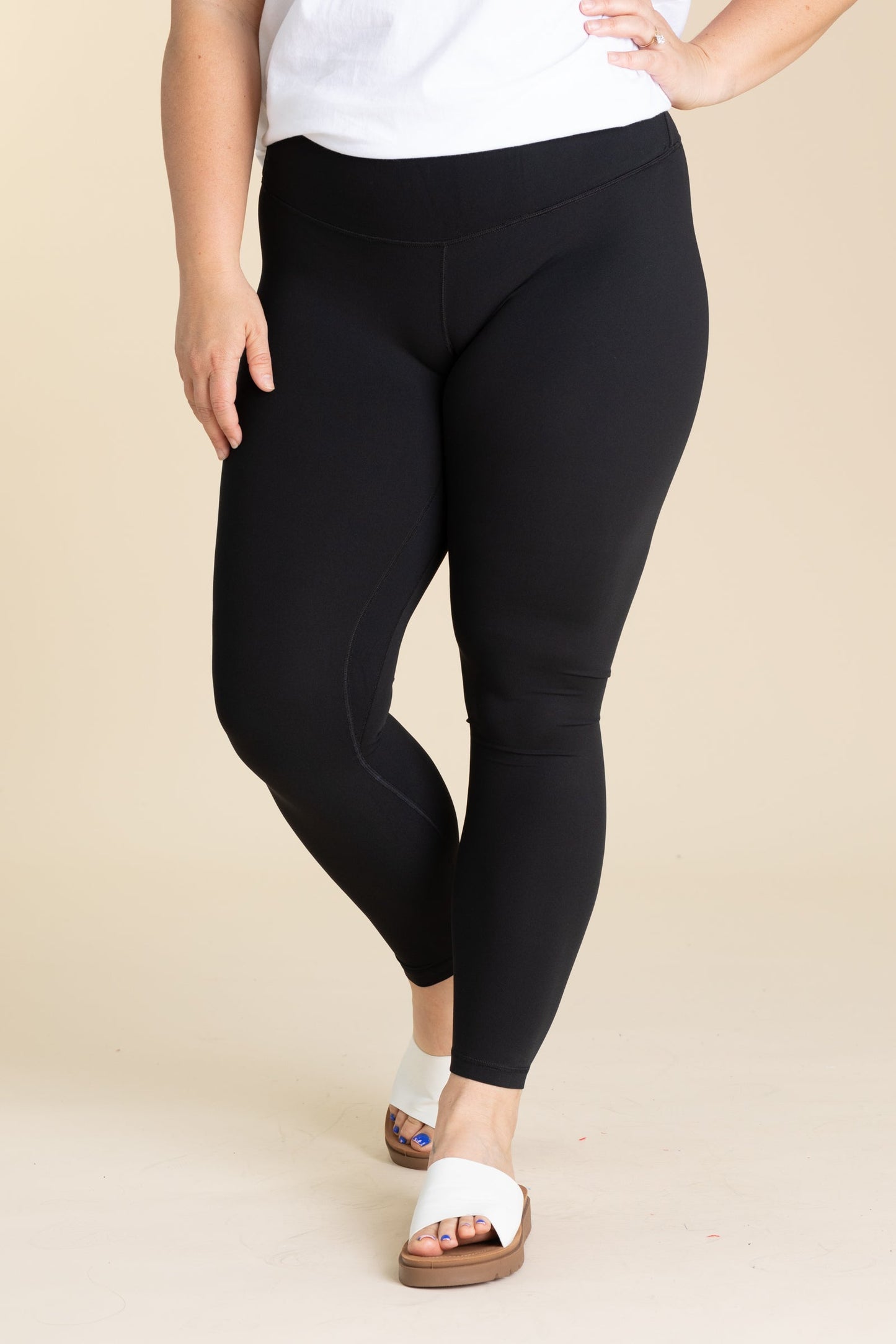 Solid Nylon Active Leggings