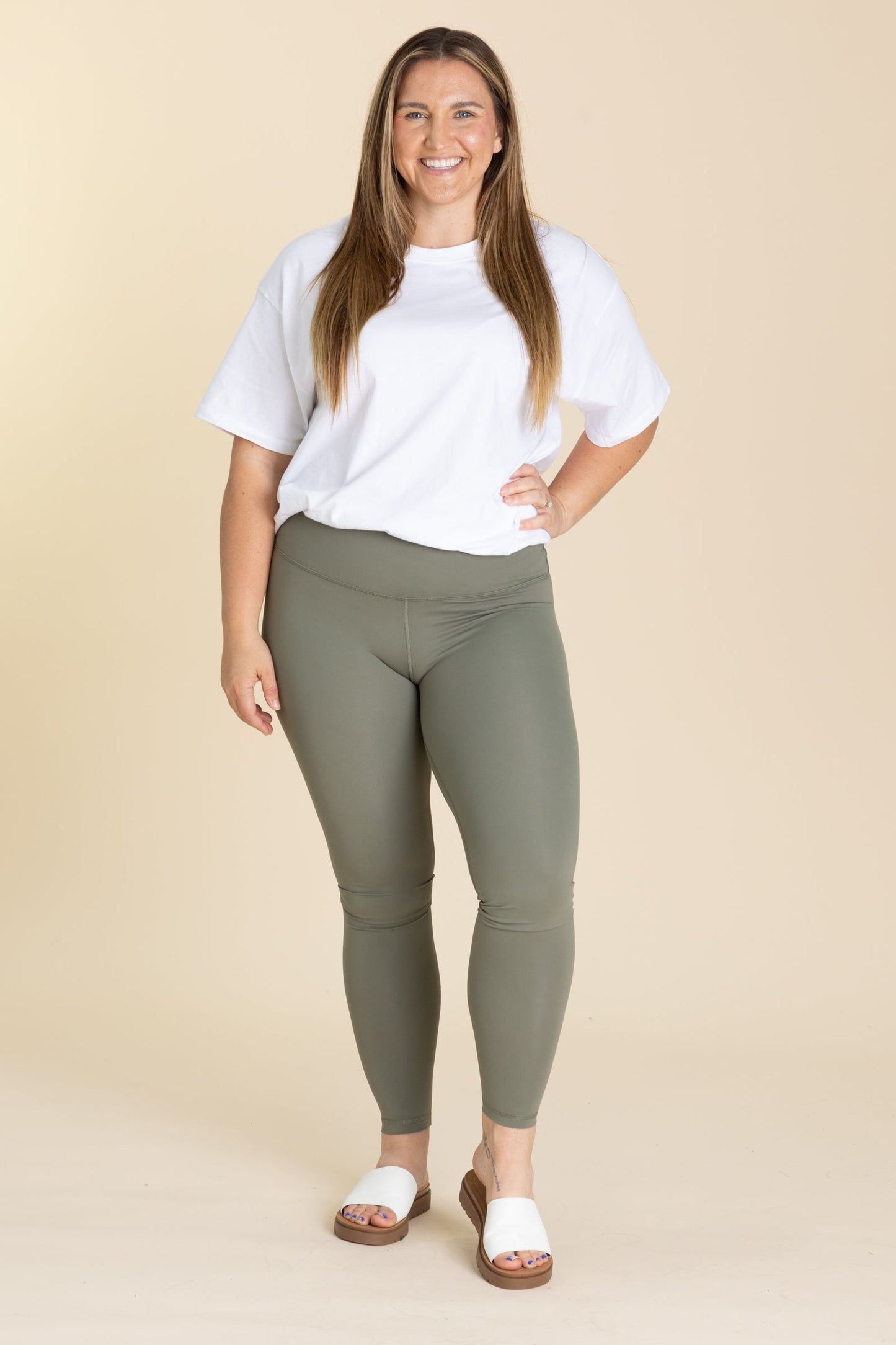 Solid Nylon Active Leggings