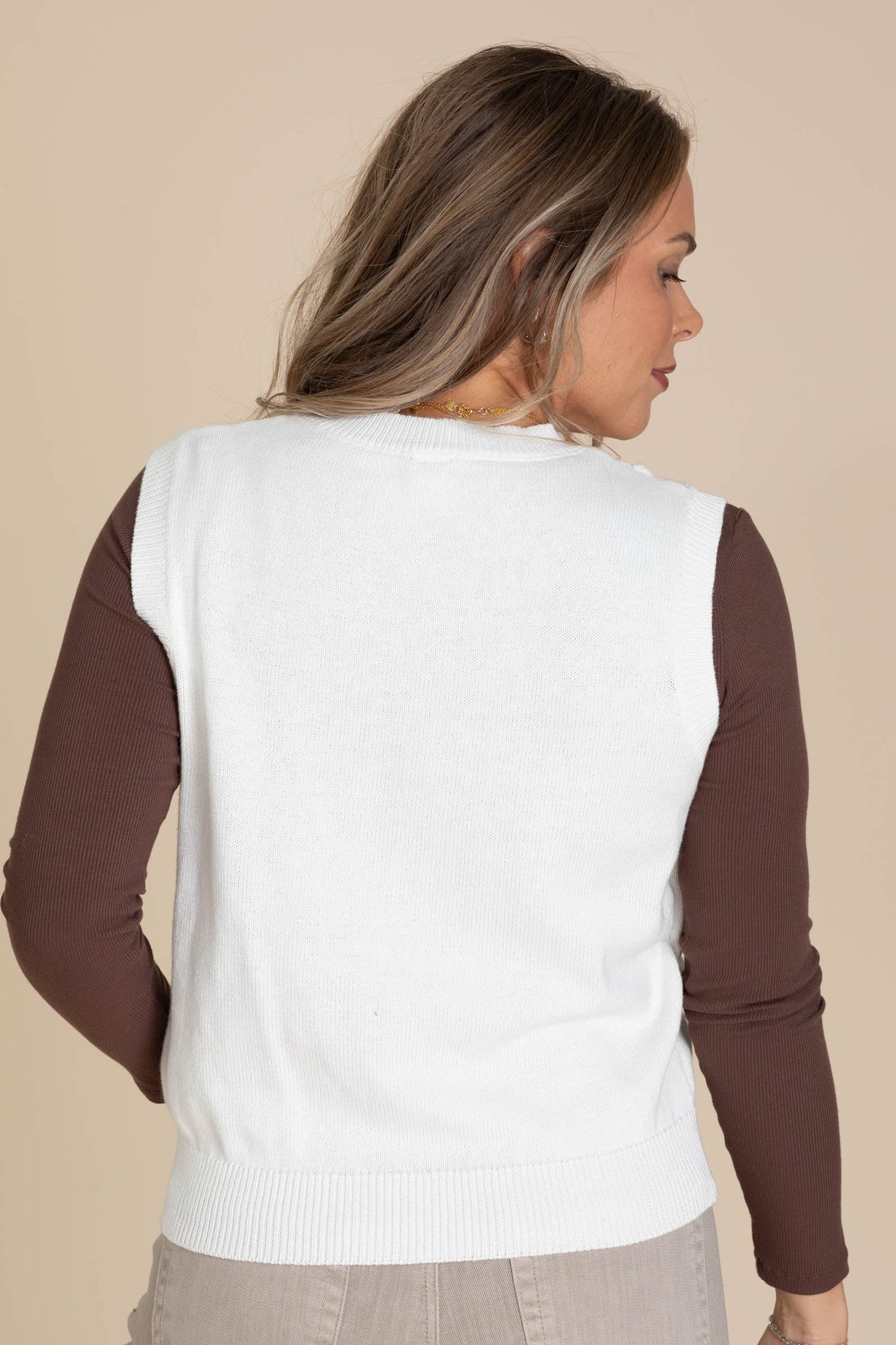 Off White Floral Tank Sweater Top