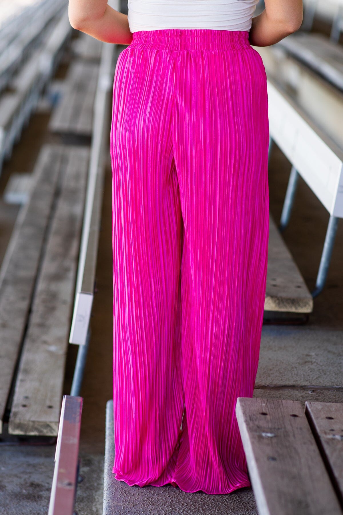 Hot Pink Crystal Pleat Top and Pants Set