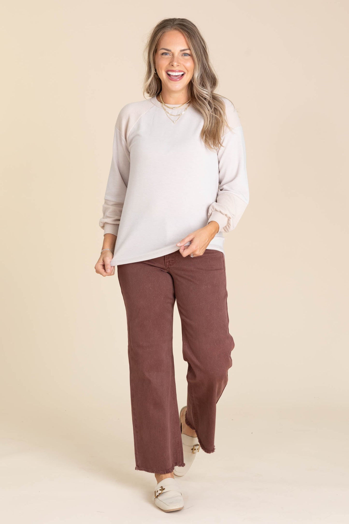 Monaco Rib Long Sleeve Knit Tops
