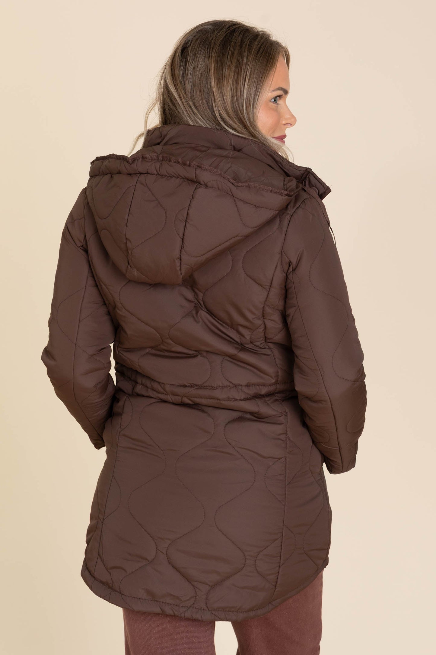 Long Puffer Quilted Hooded Coats
