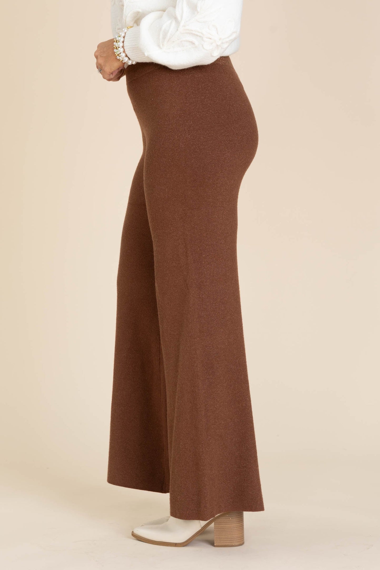 Lurex Fine Gauge Wide Leg Pants