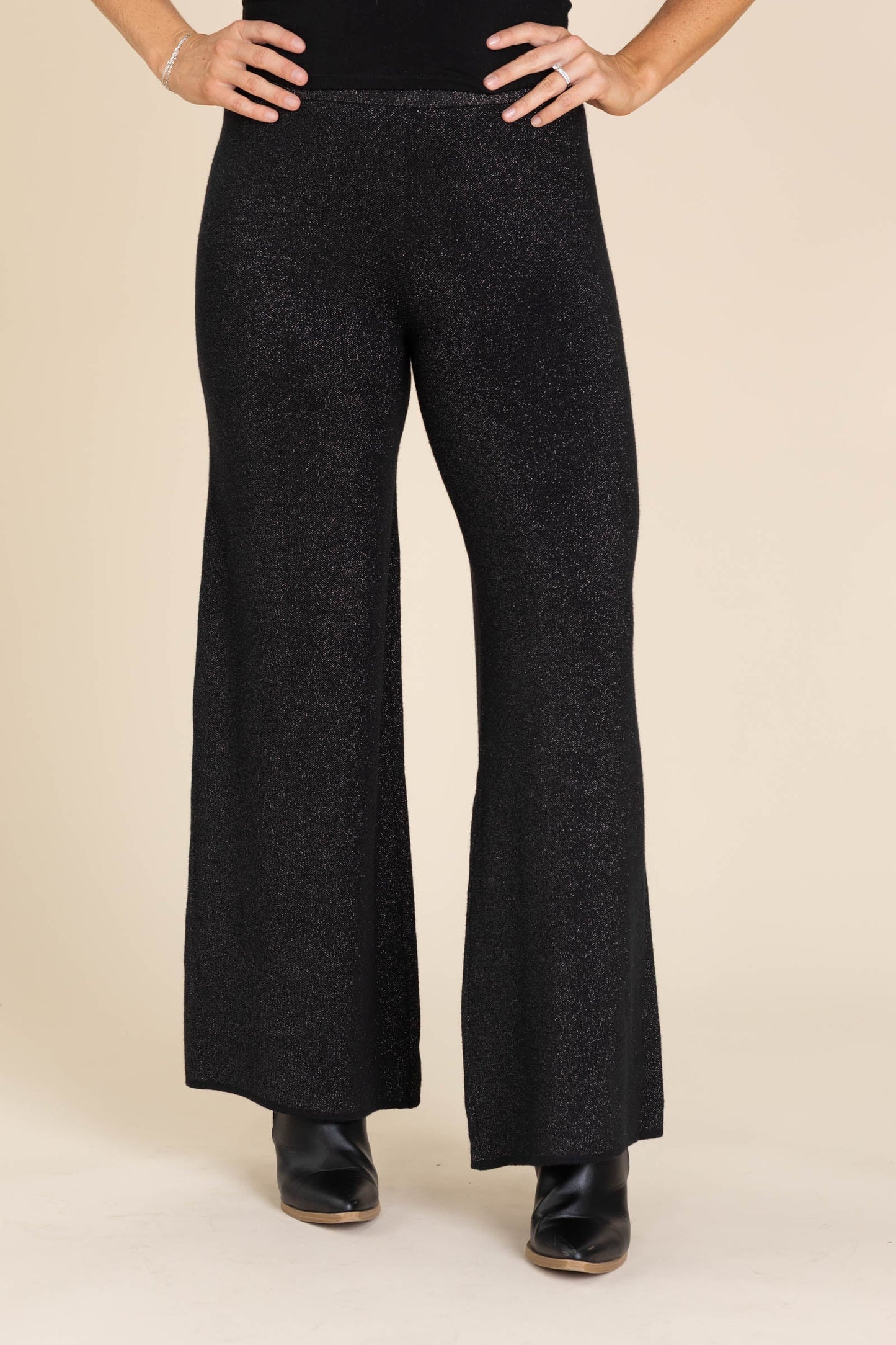Lurex Fine Gauge Wide Leg Pants
