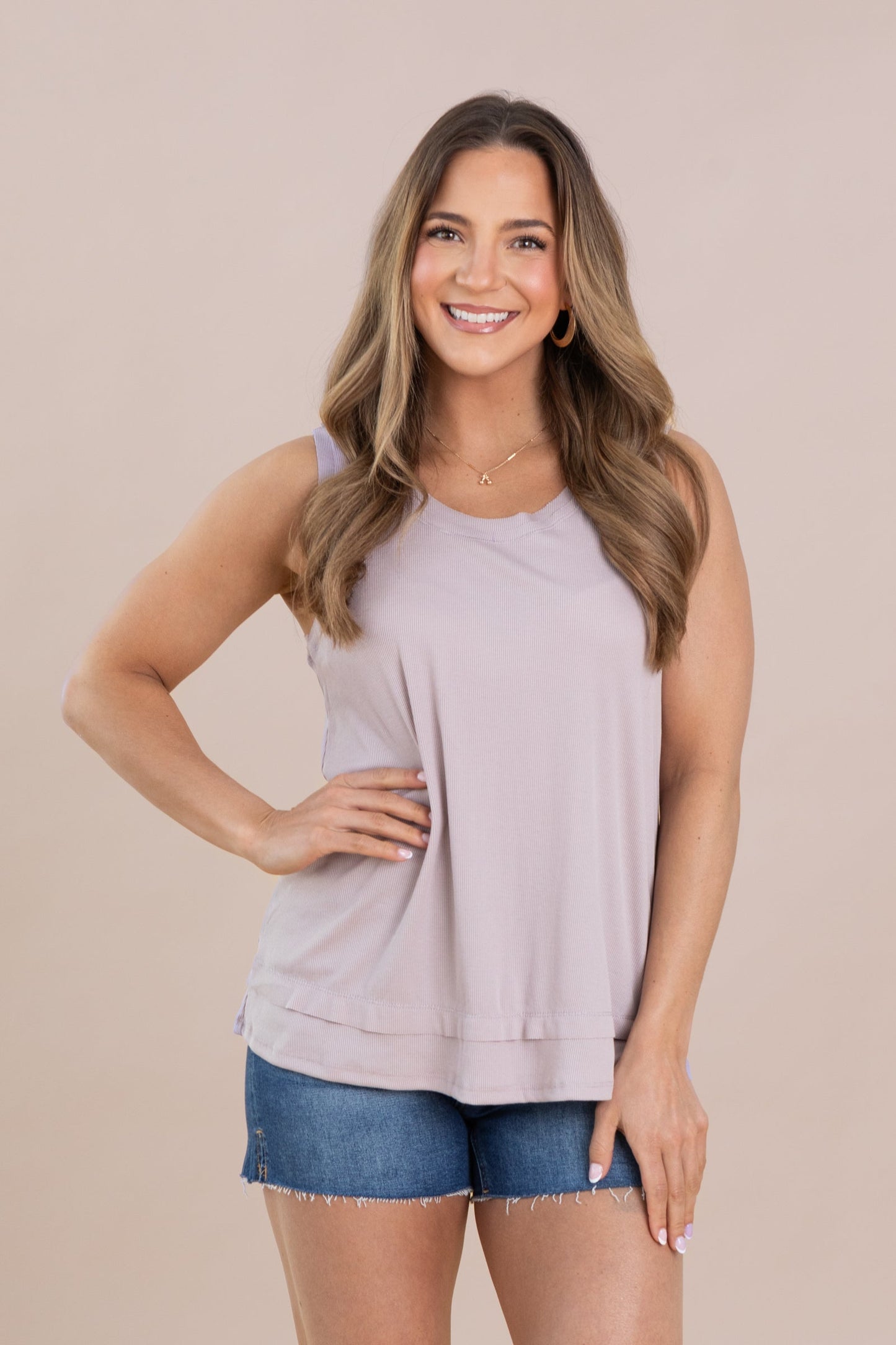 Knit Baby Ribbed Tank Top With Hem Detail