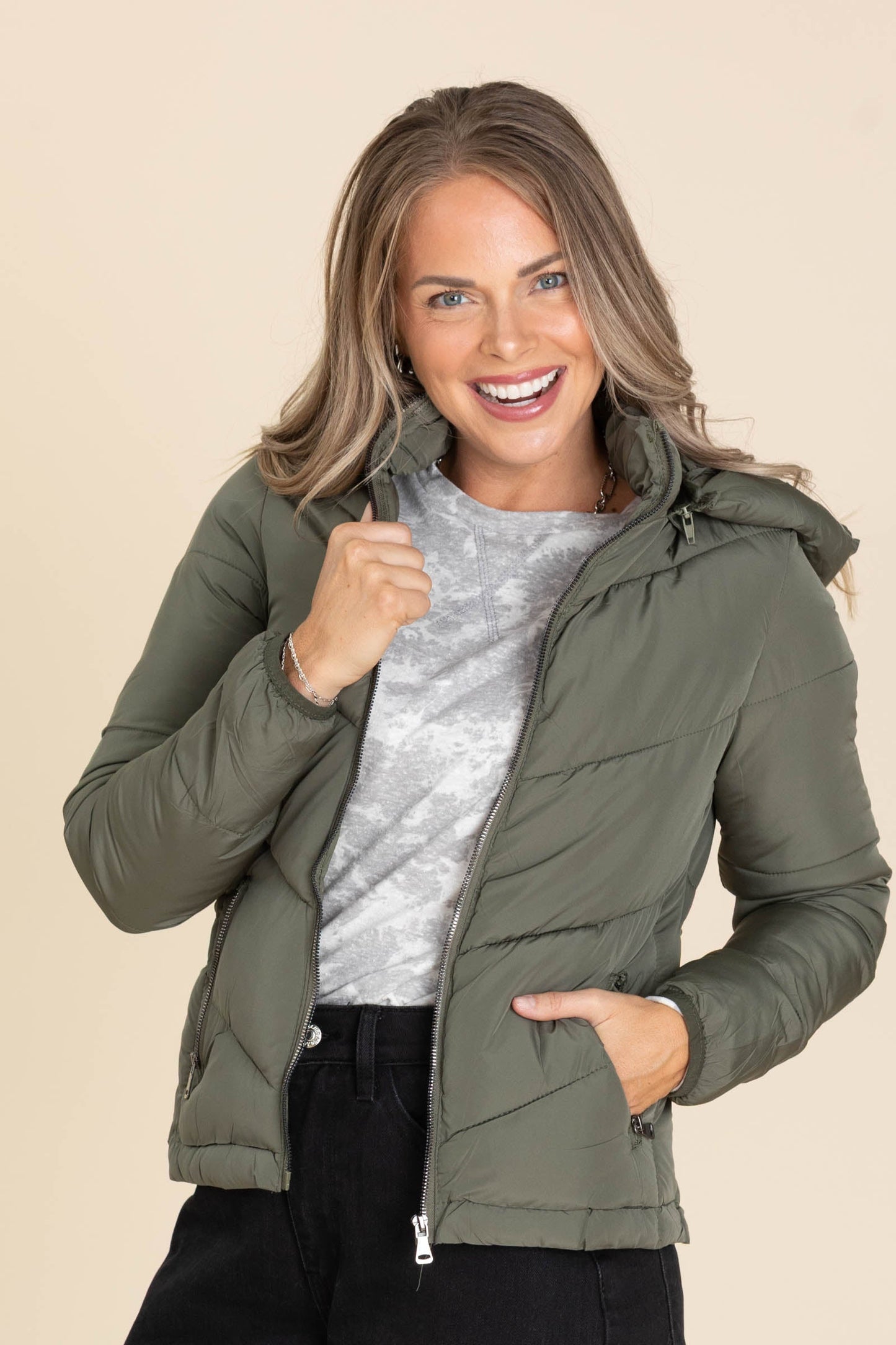 Chevron Puffer Hooded Coats