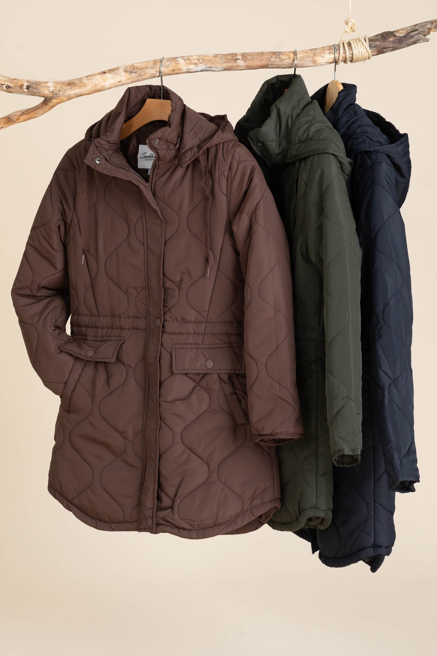 Long Puffer Quilted Hooded Coats