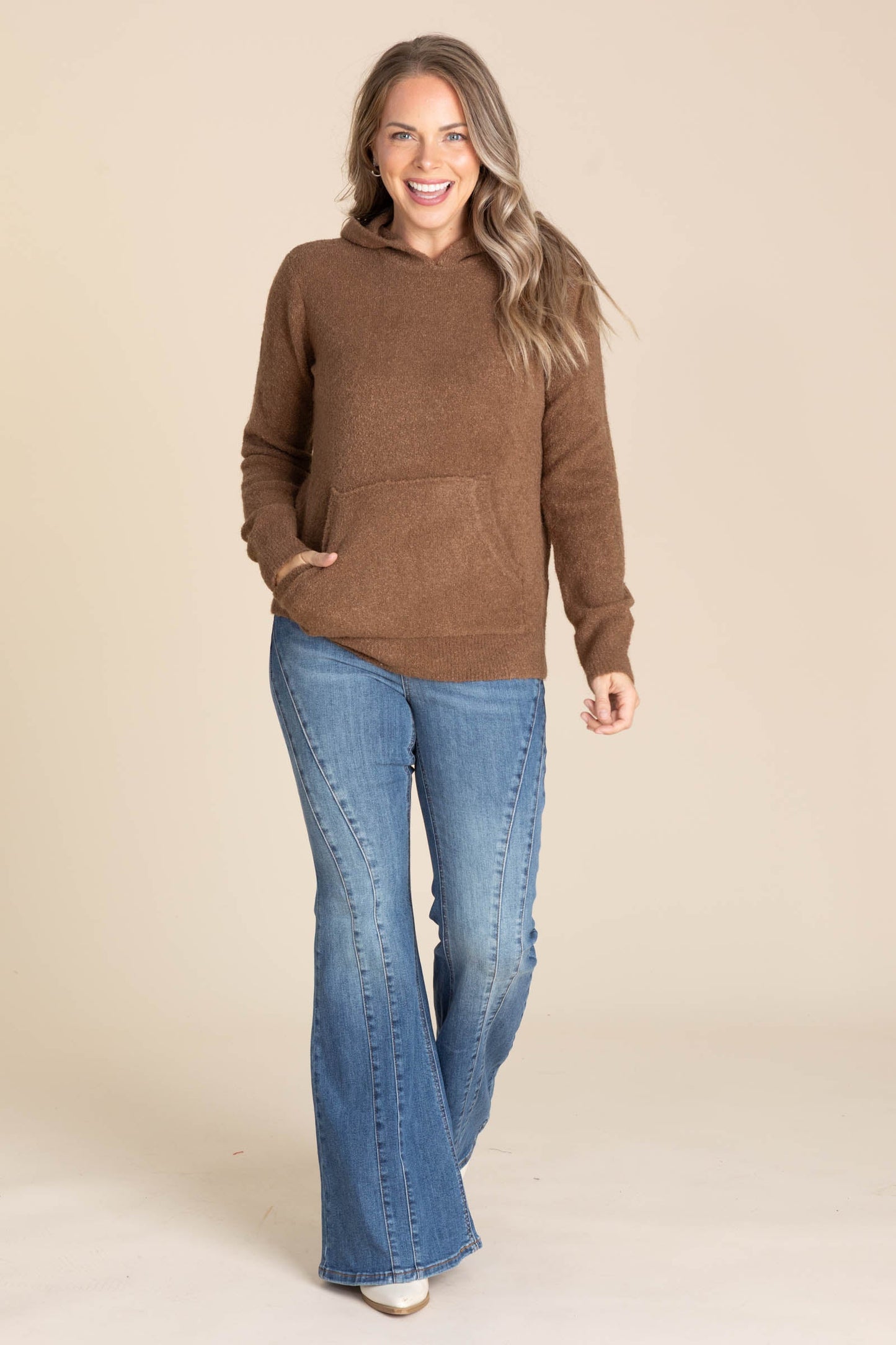 Brown Kangaroo Pocket Hoodie Sweater