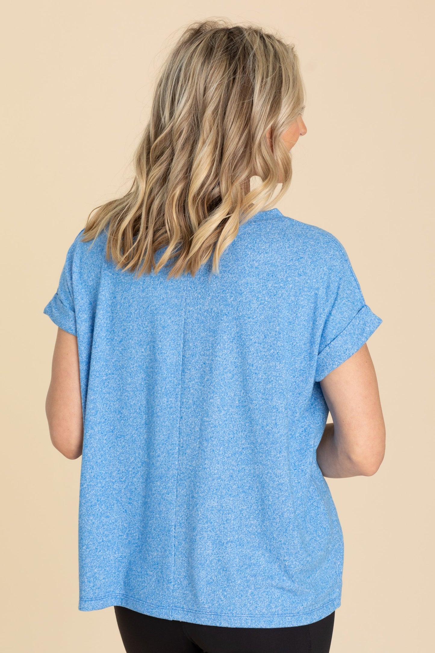 Soft Melange Hacci V-Neck Knit Tee