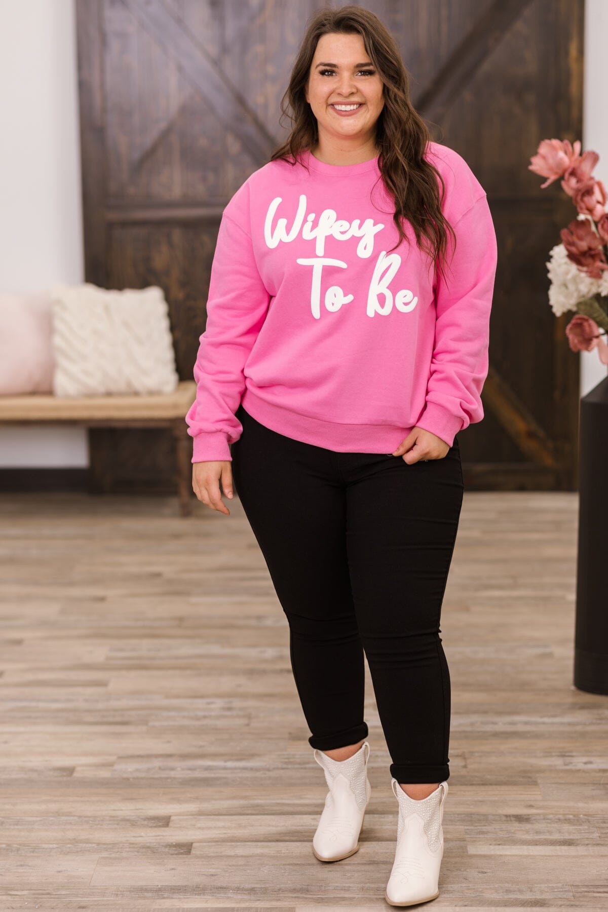 Pink Wifey To Be Graphic Sweatshirt