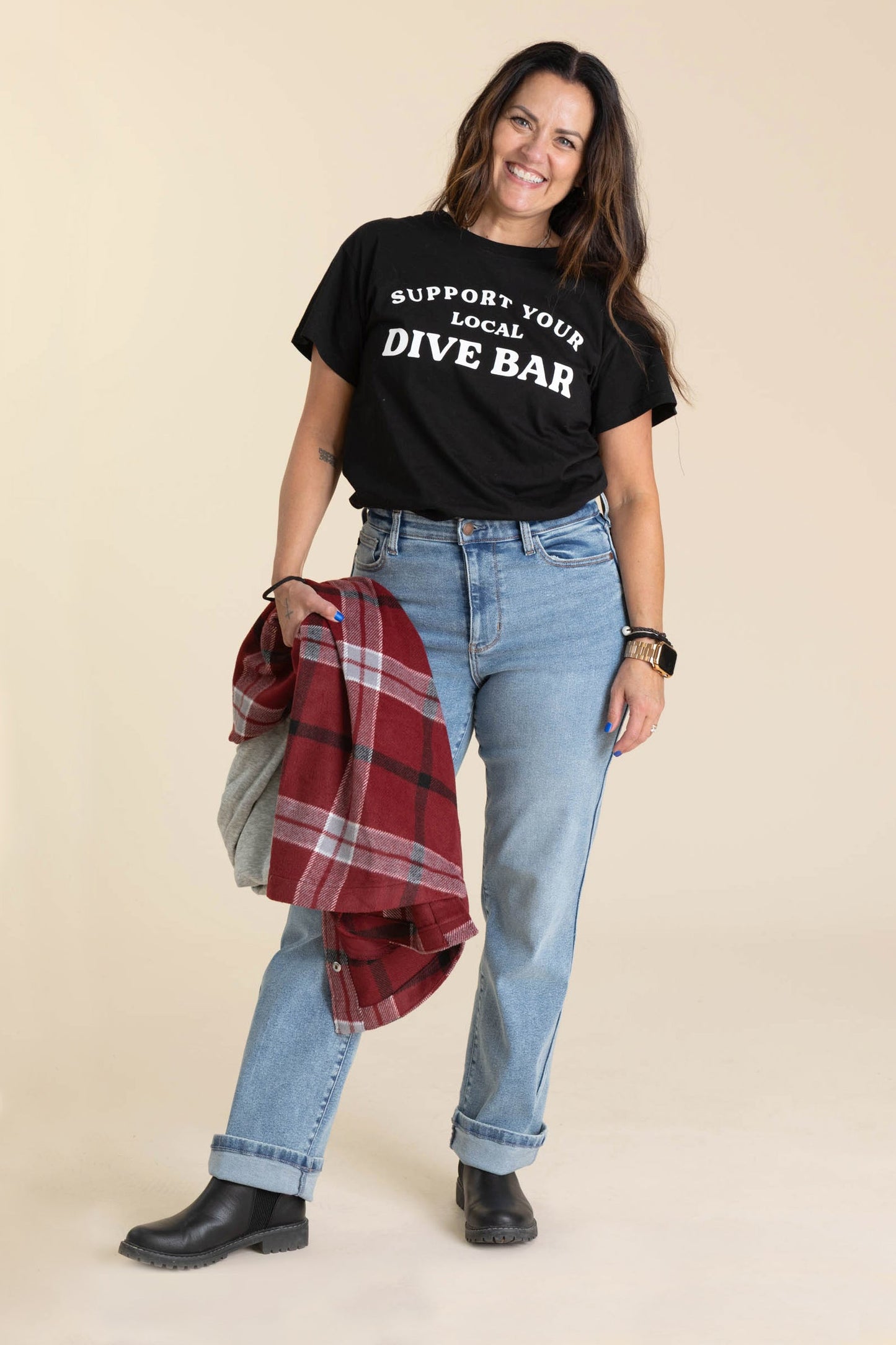 Black Support Your Local Dive Bar Knit Tee