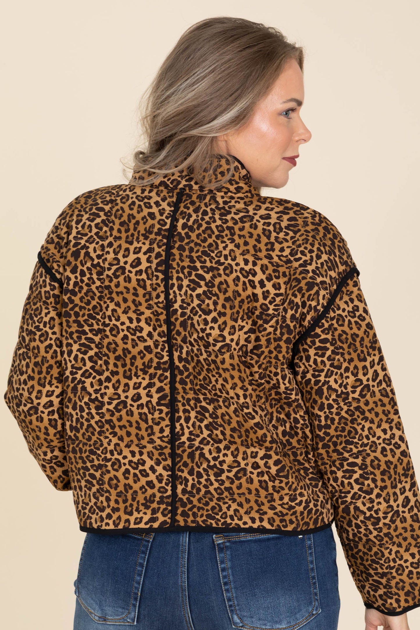 Leopard Quilted Button Down Jacket