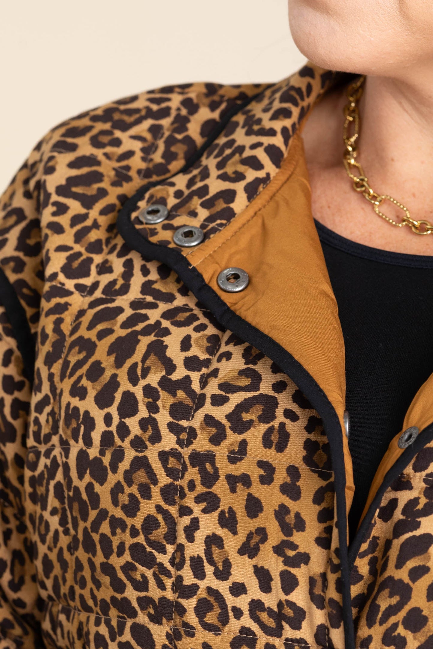 Leopard Quilted Button Down Jacket