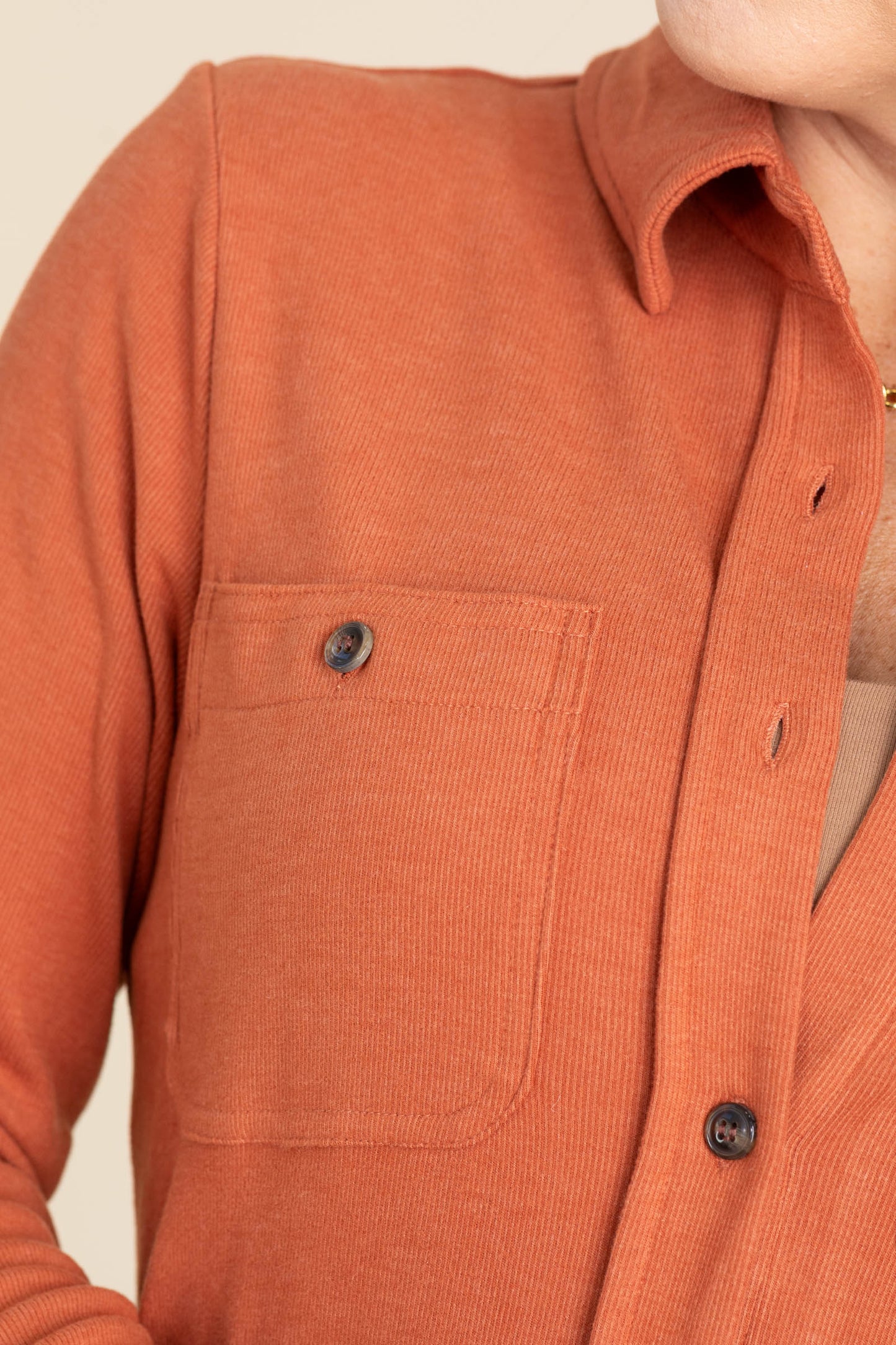Rust Super Soft Knit Button Up Top