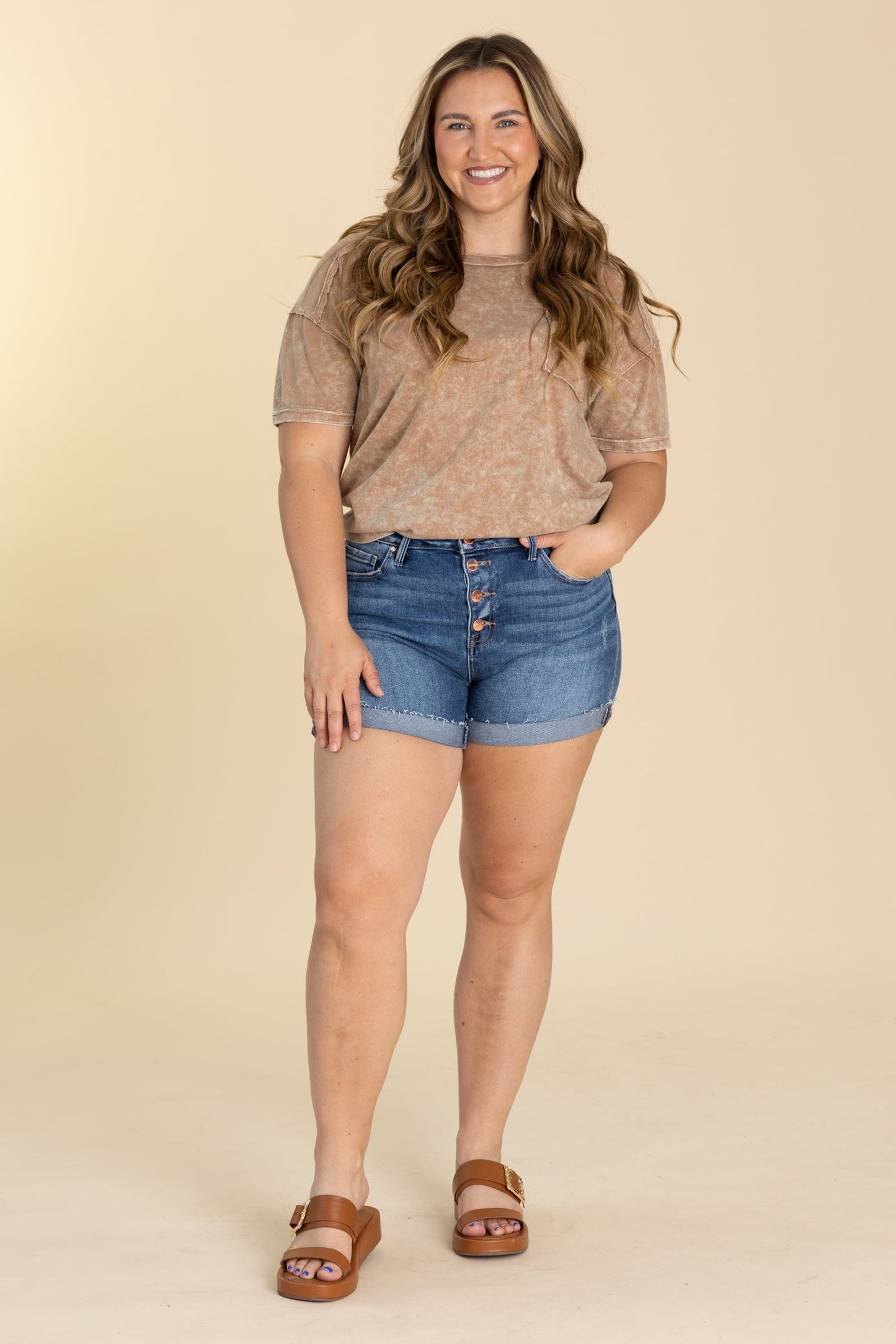 Risen Button Down Turn Up Cuff Shorts