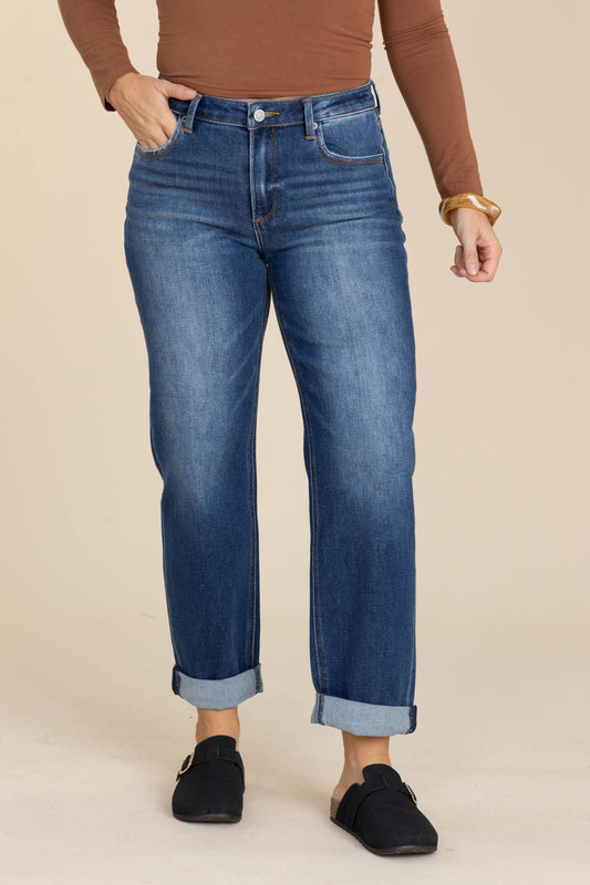 J21 Dark Wash Mid Rise Boyfriend Jeans