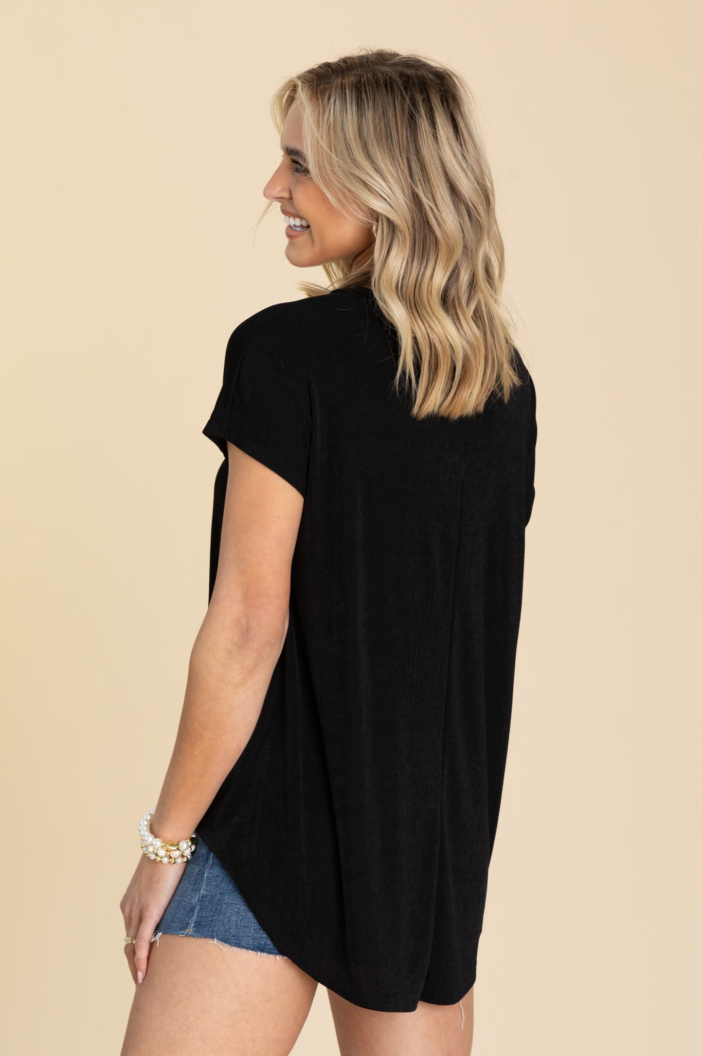 Relaxed Fit Knit Short Sleeve Top