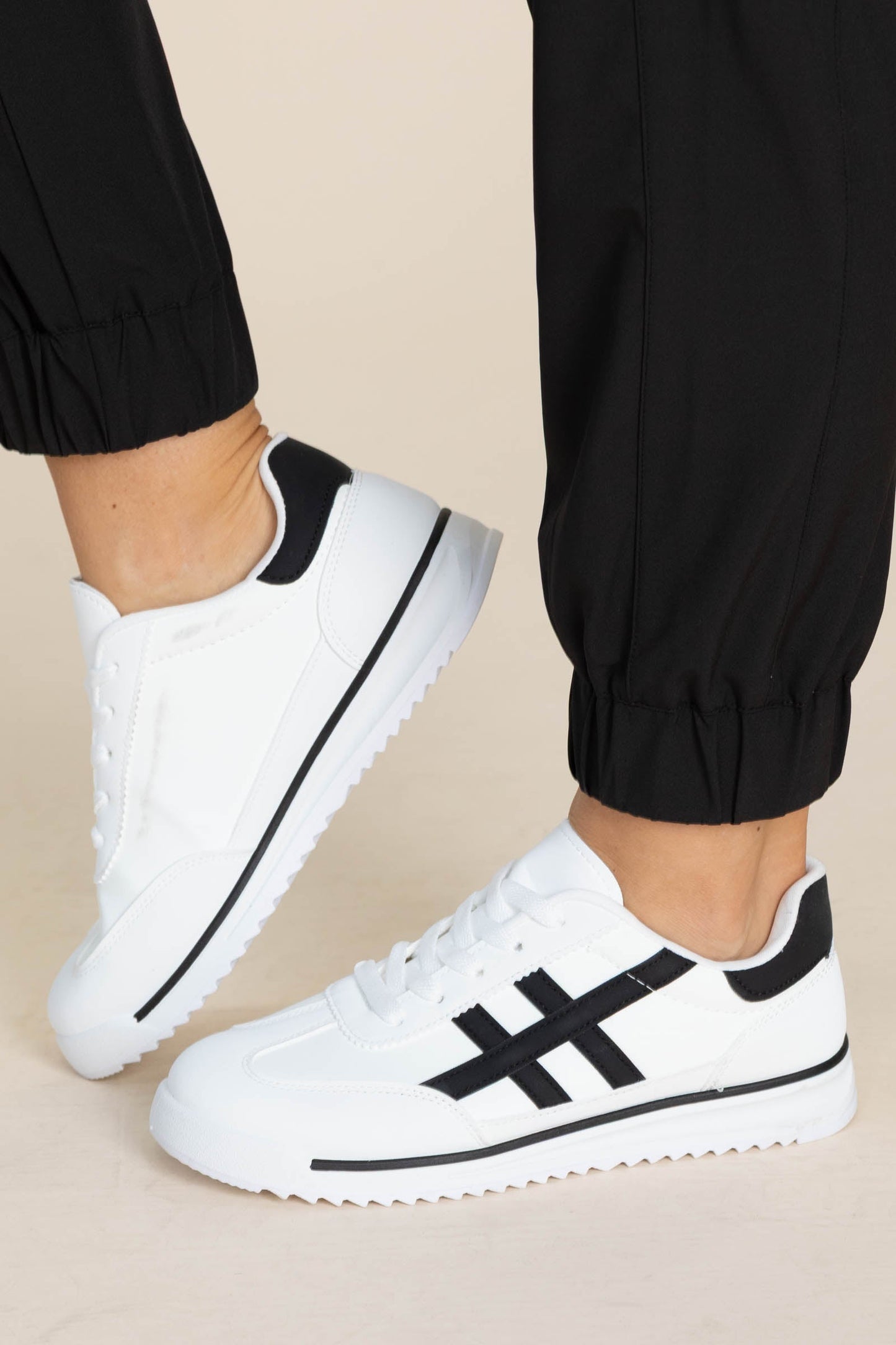 Two-Tone Lace Up Sneakers With Stripes