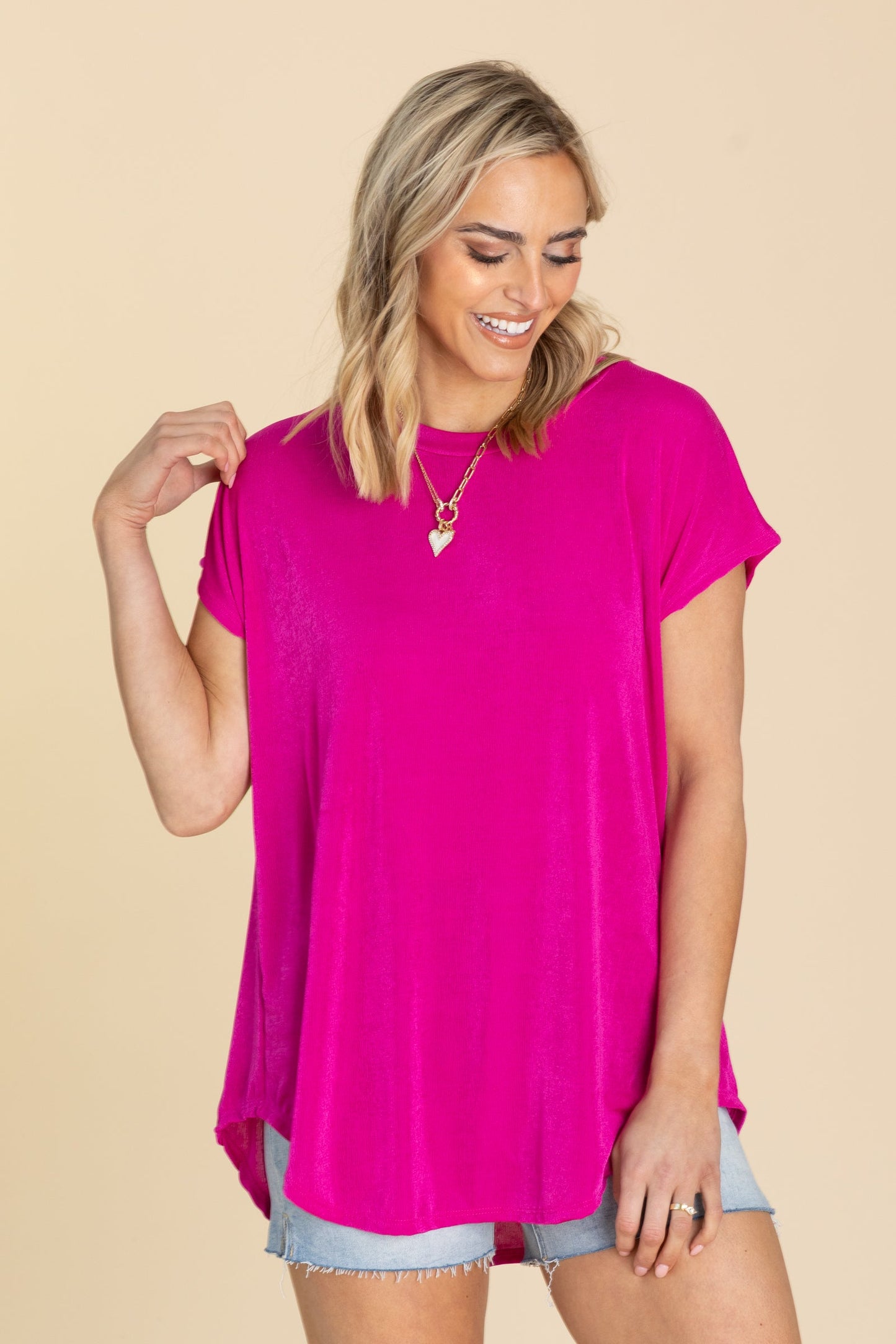 Relaxed Fit Knit Short Sleeve Top