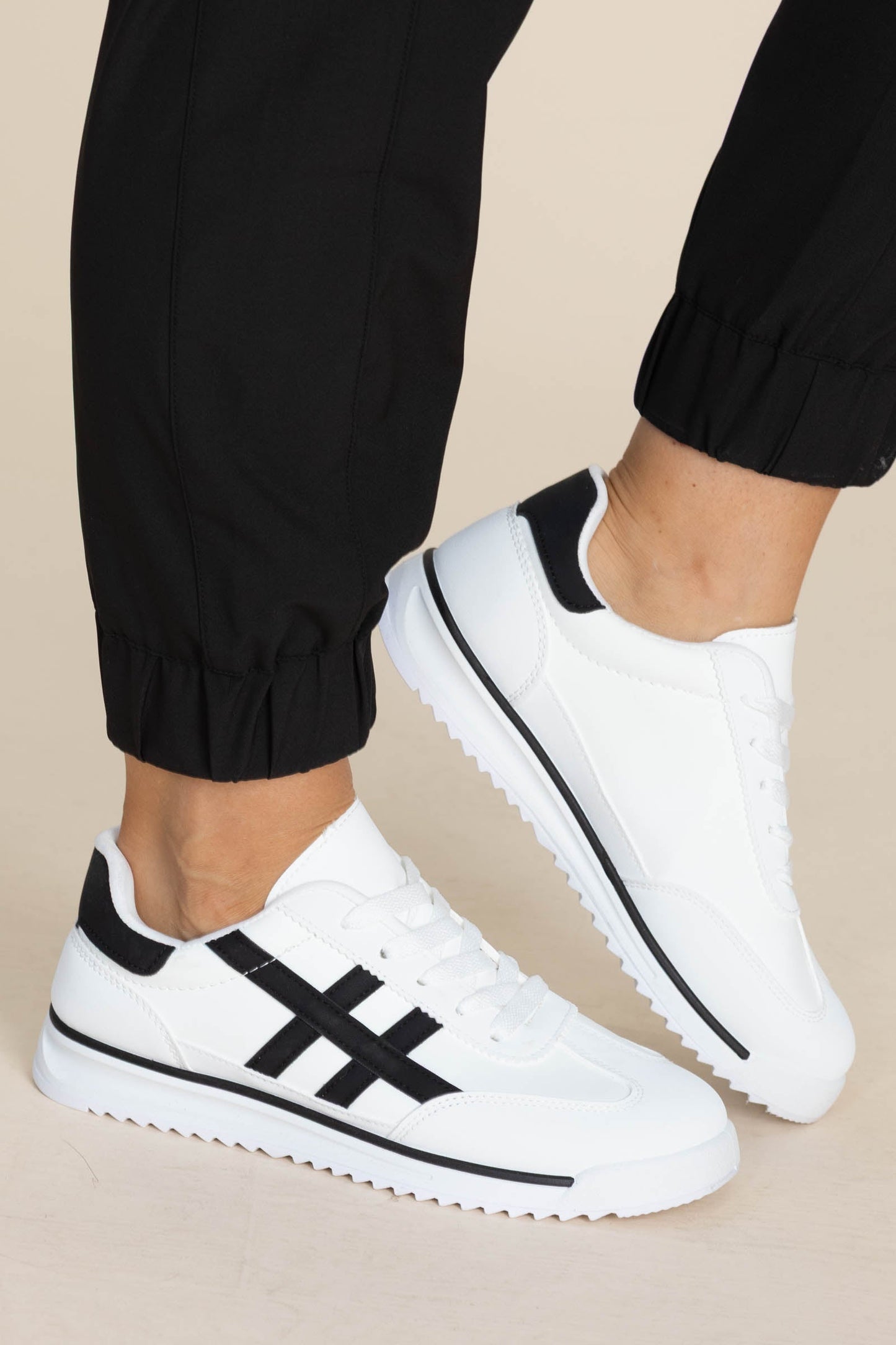 Two-Tone Lace Up Sneakers With Stripes