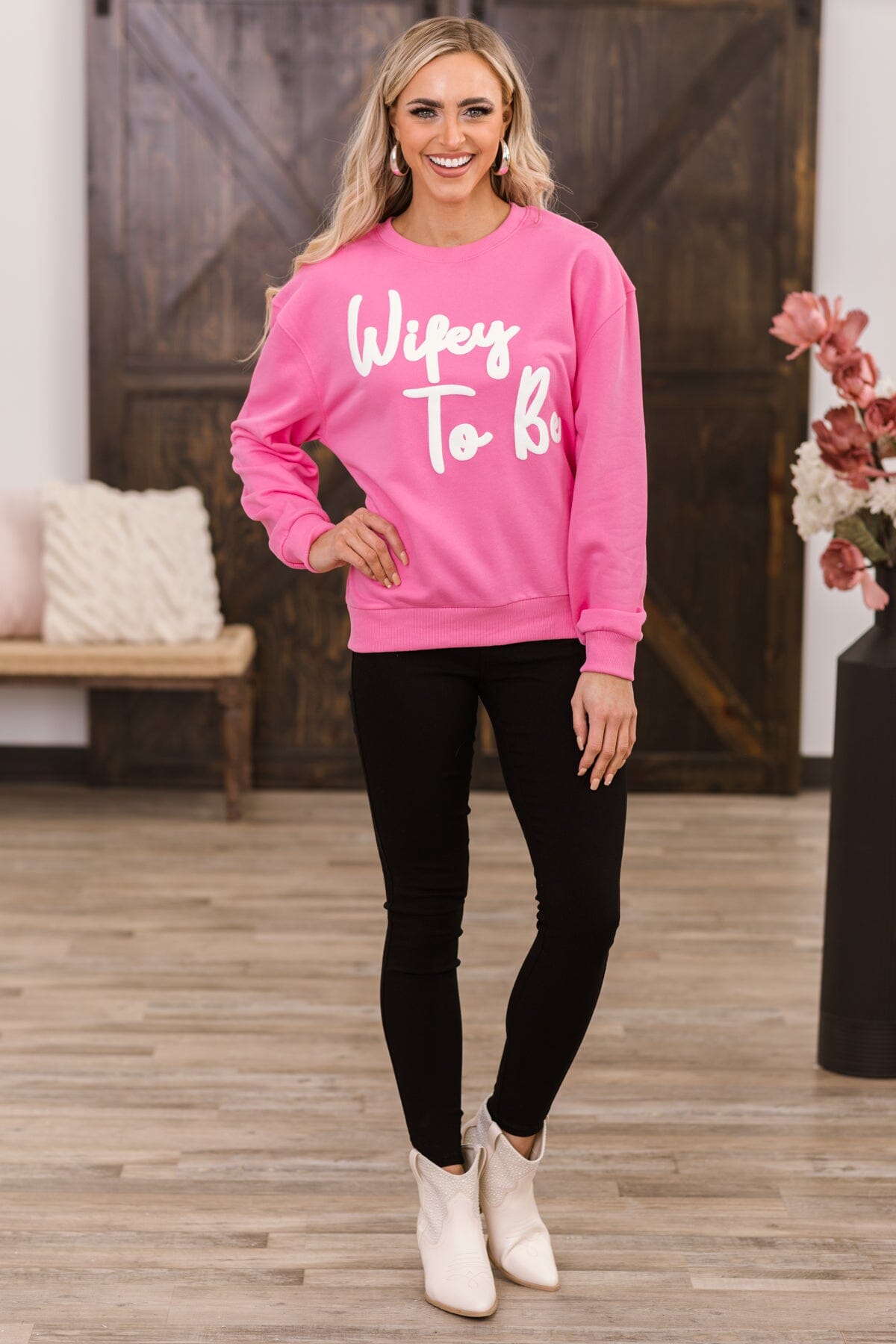 Pink Wifey To Be Graphic Sweatshirt