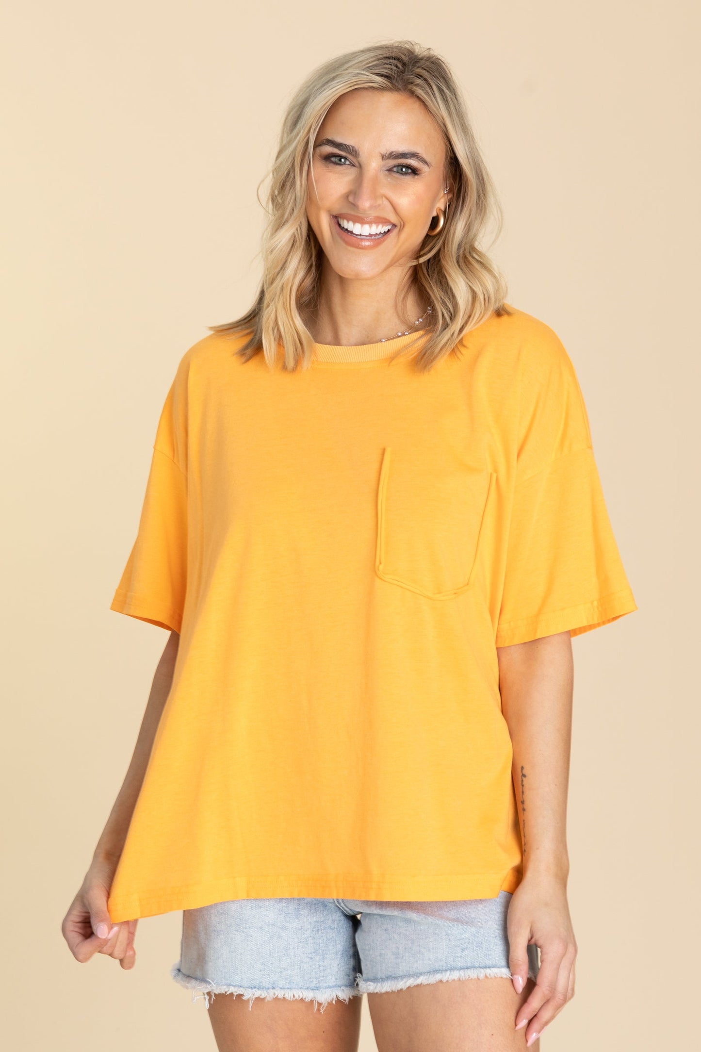 Washed Relaxed Fit Short Sleeve Knit Tops