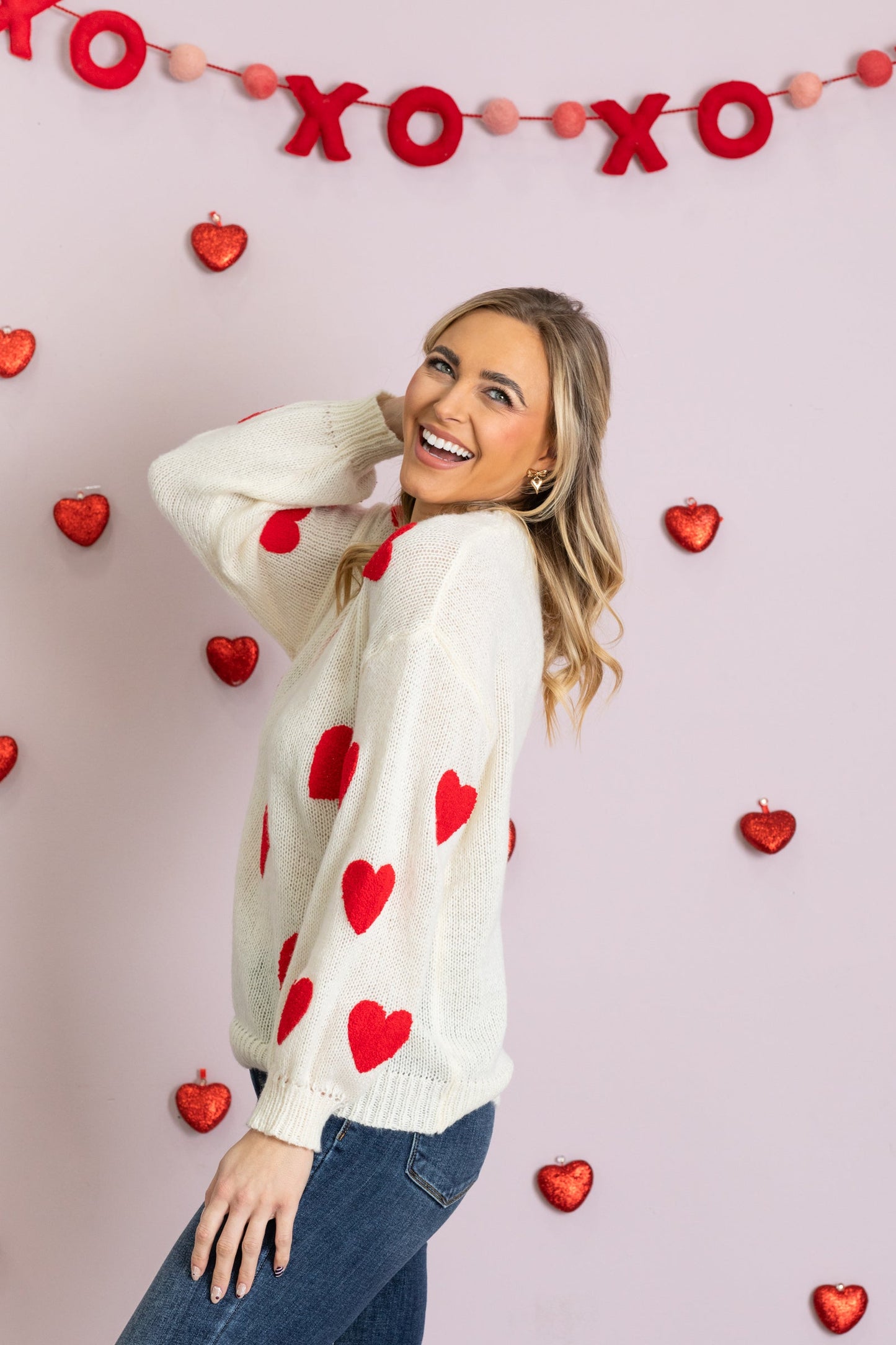 Heart Patch Pattern Sweater