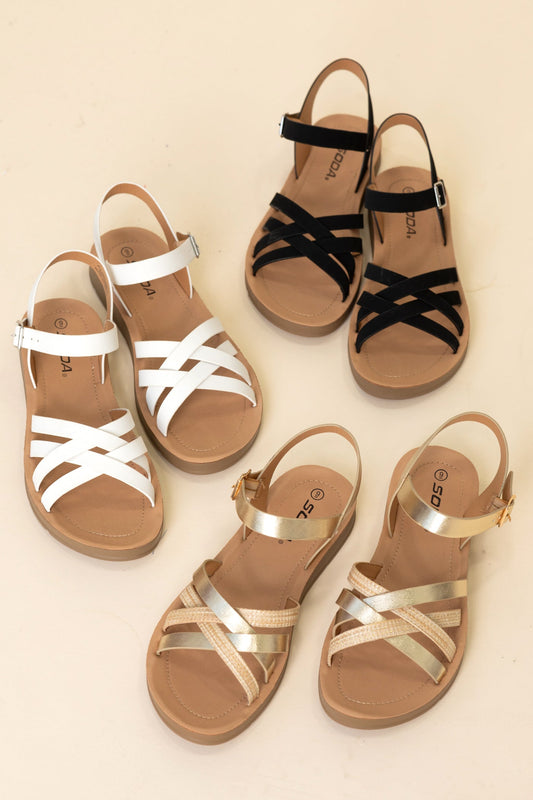 Crisscross Strappy Flat Sandals
