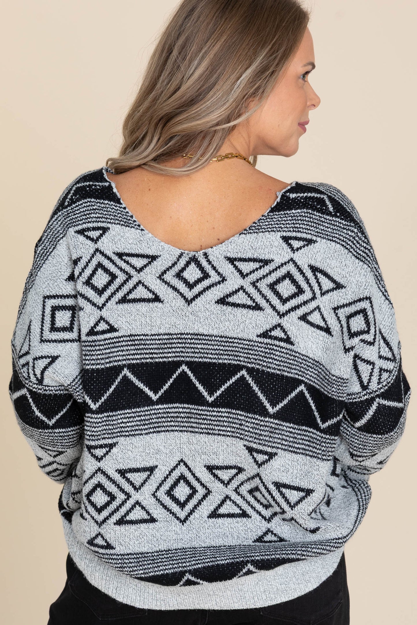Black And Grey Tribal Aztec Pattern Sweater