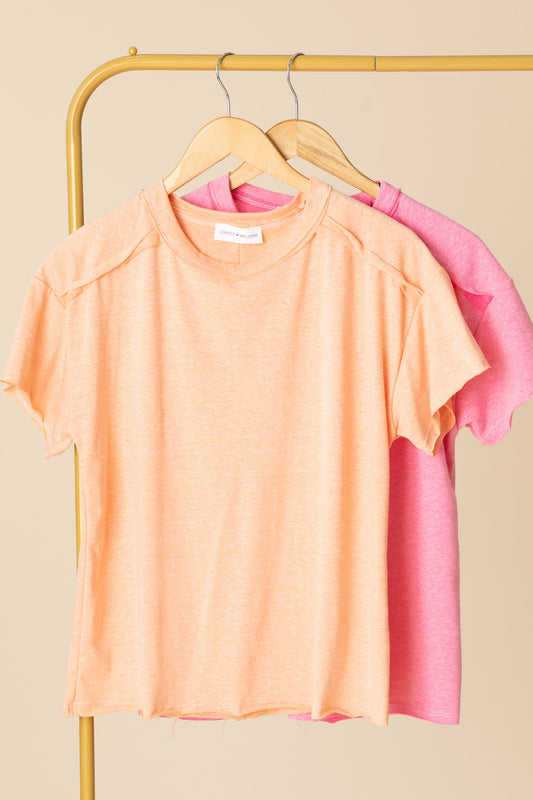 Basic Exposed Seam Knit Short Sleeve Top