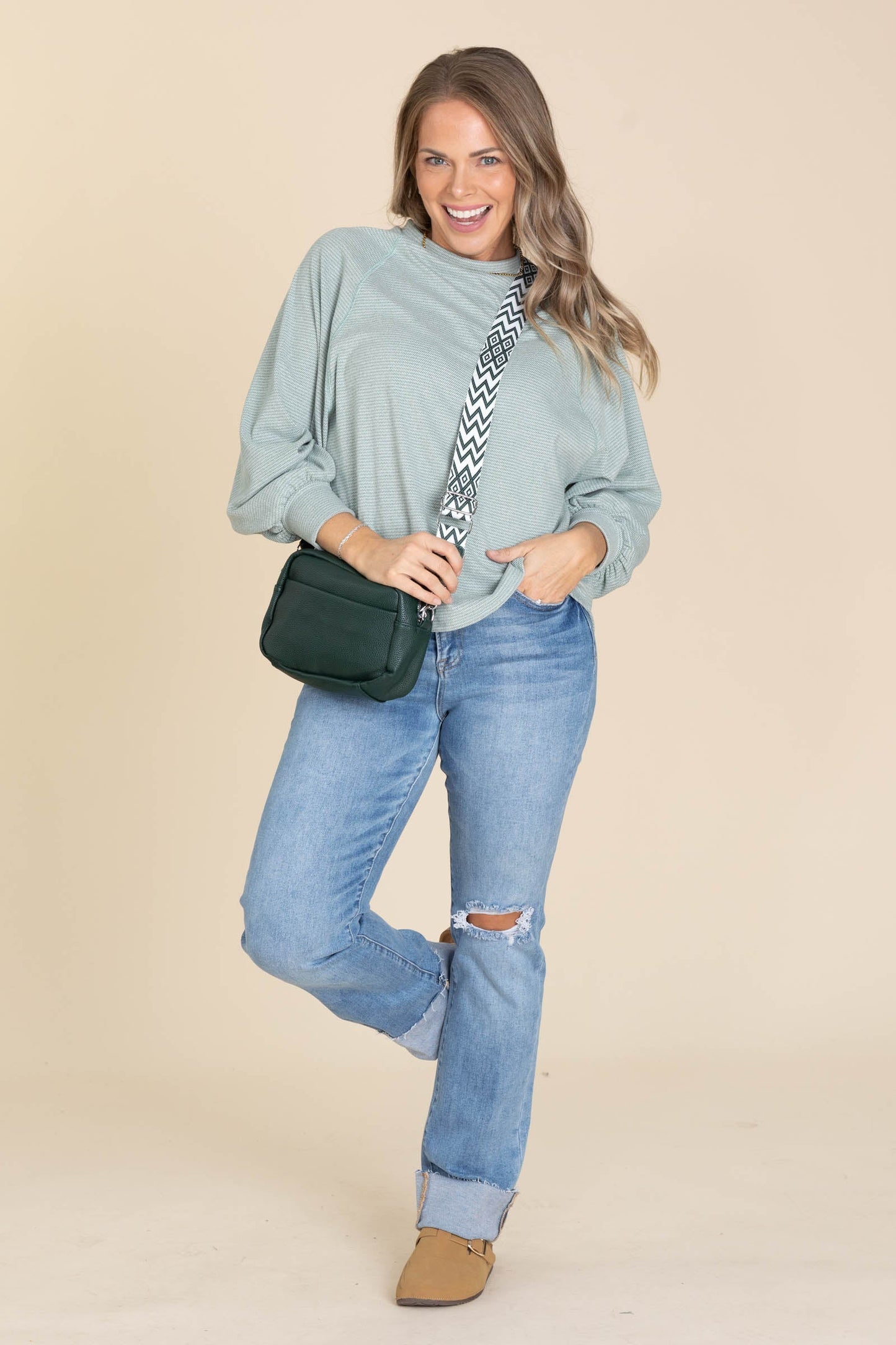 Soft Knit Mini Wave Long Sleeve Tops