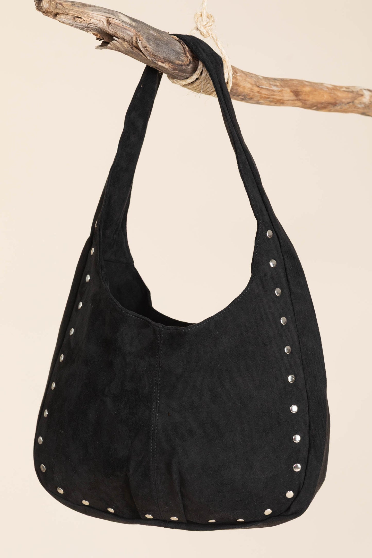 Faux Suede Studded Trim Bags