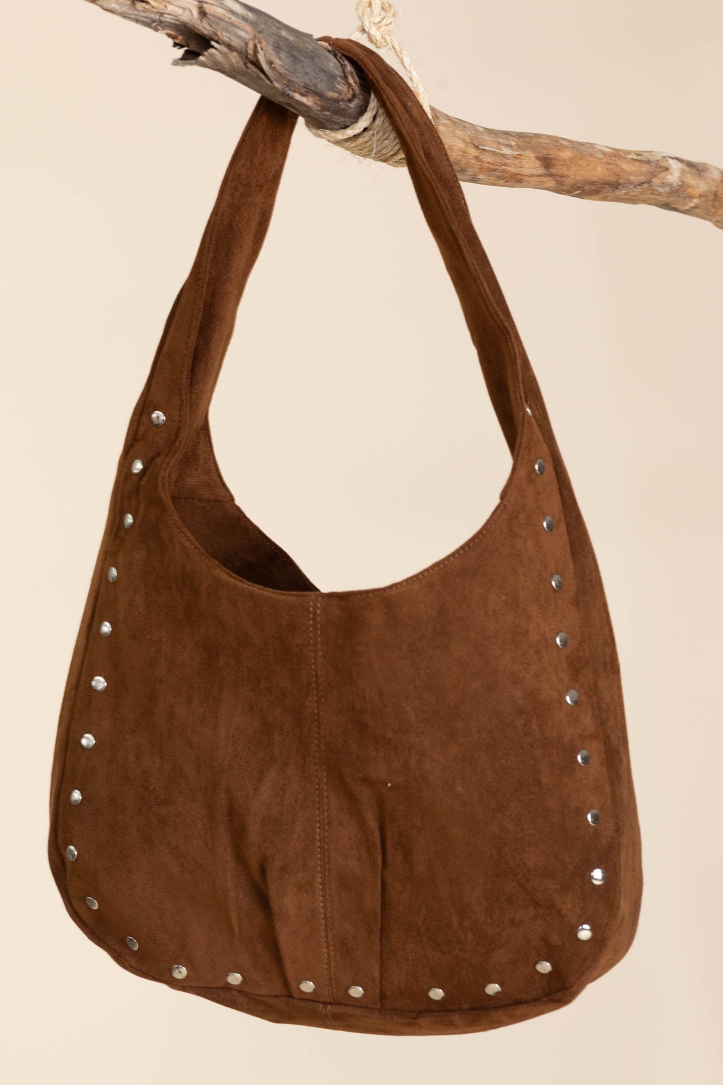 Faux Suede Studded Trim Bags
