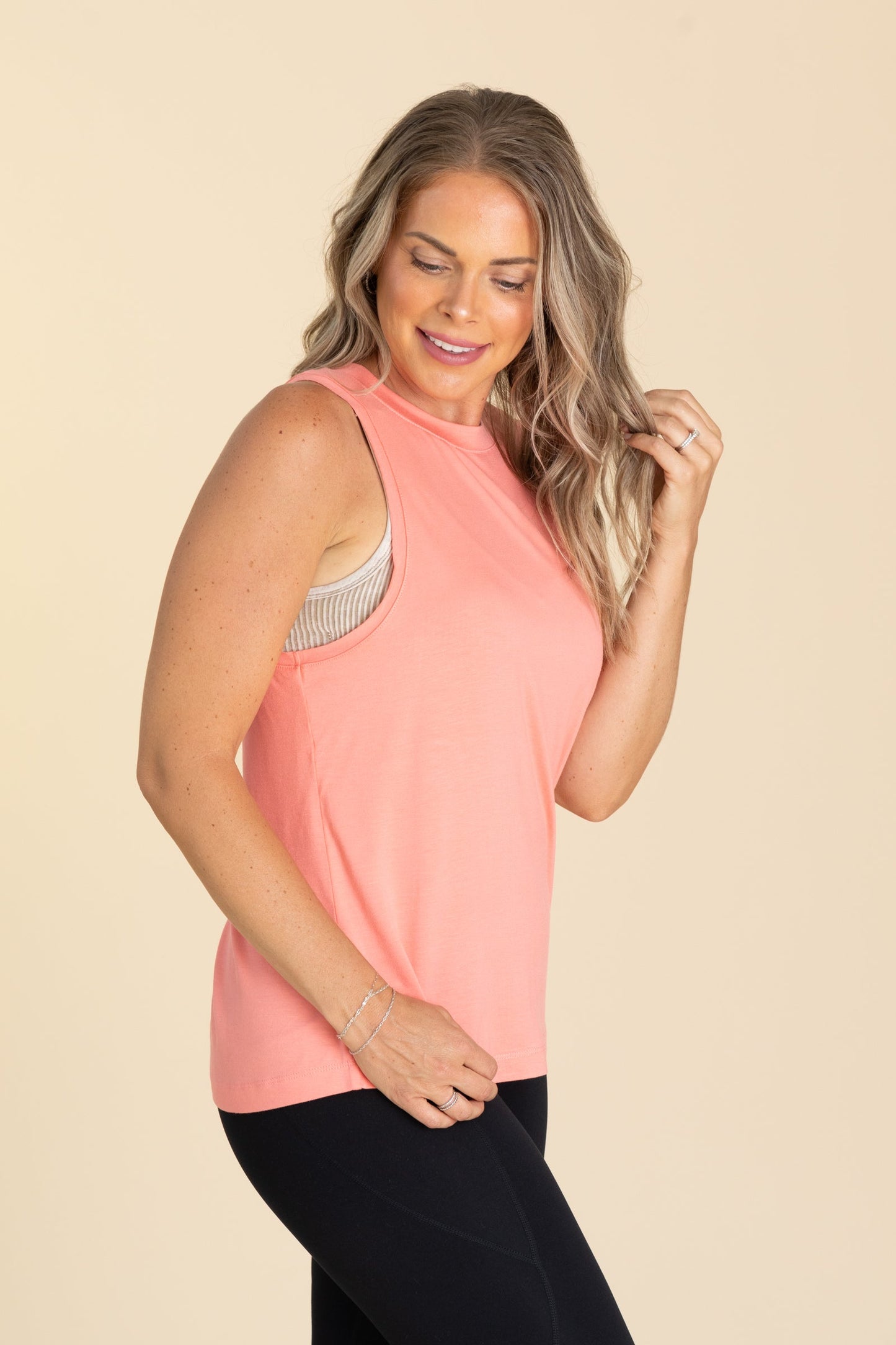 Raw Edge Flowy Knit Tank Tops