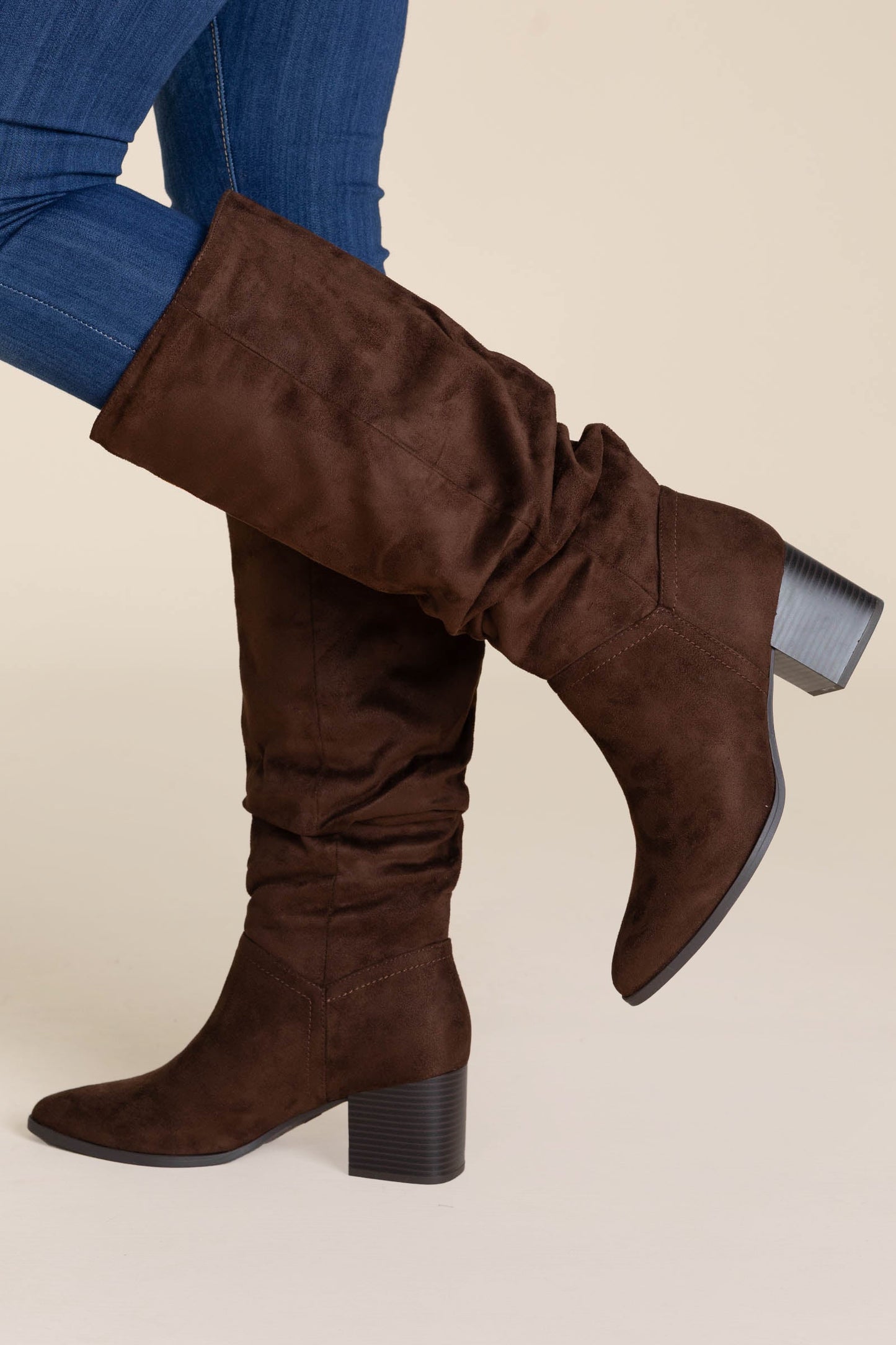 Micro Suede Pointed Tall Boots
