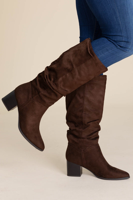 Micro Suede Pointed Tall Boots