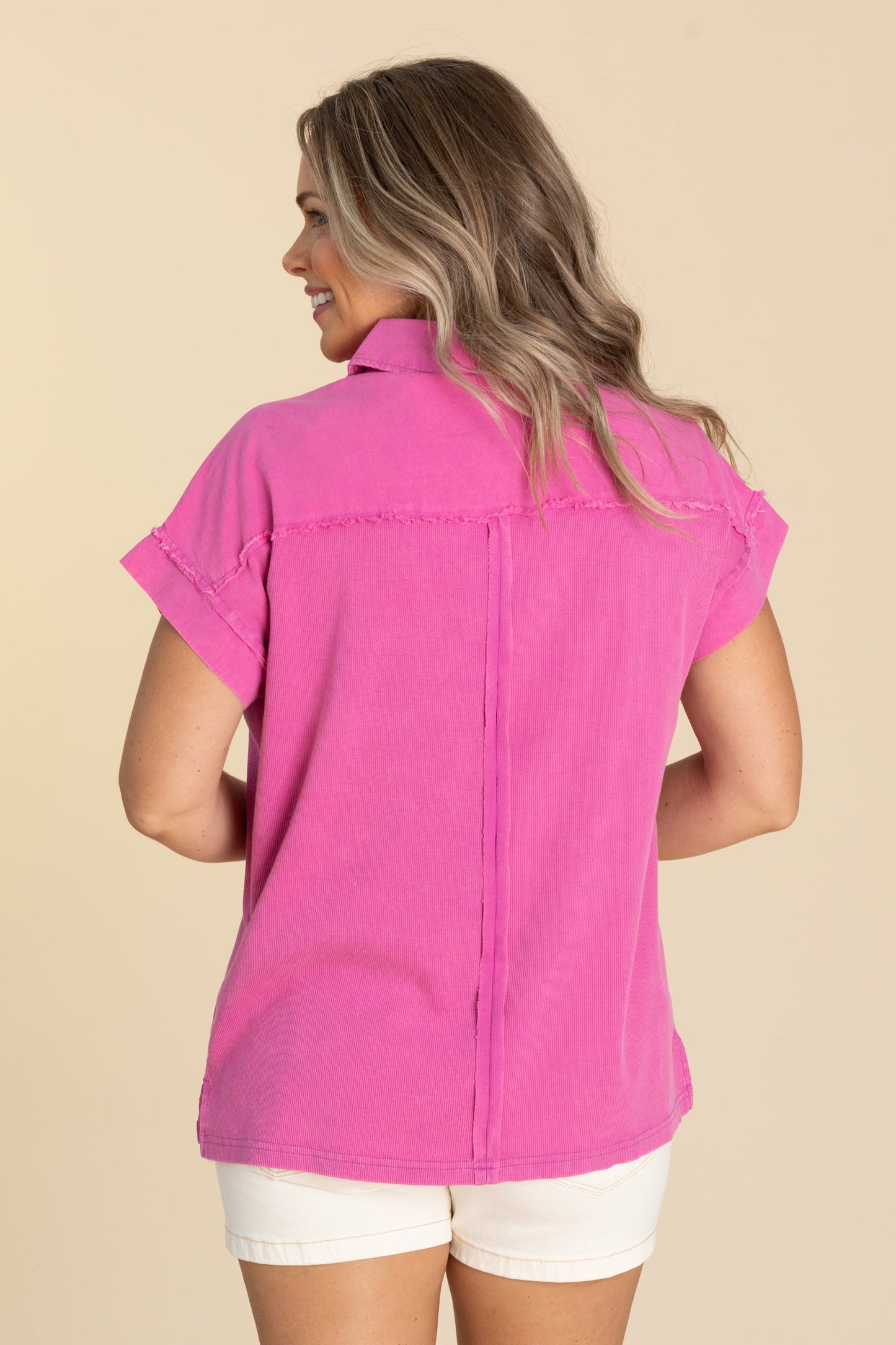 Mineral Washed Half Button Knit Tee