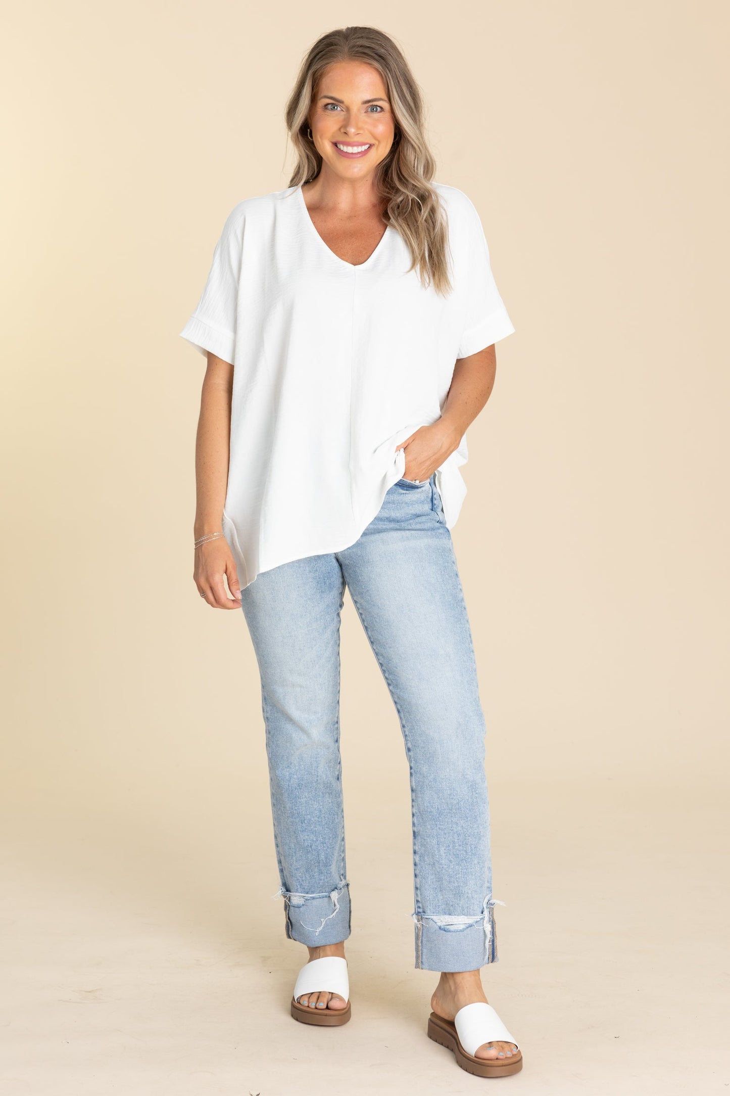 V-Neck Dolman Sleeve Airflow Top