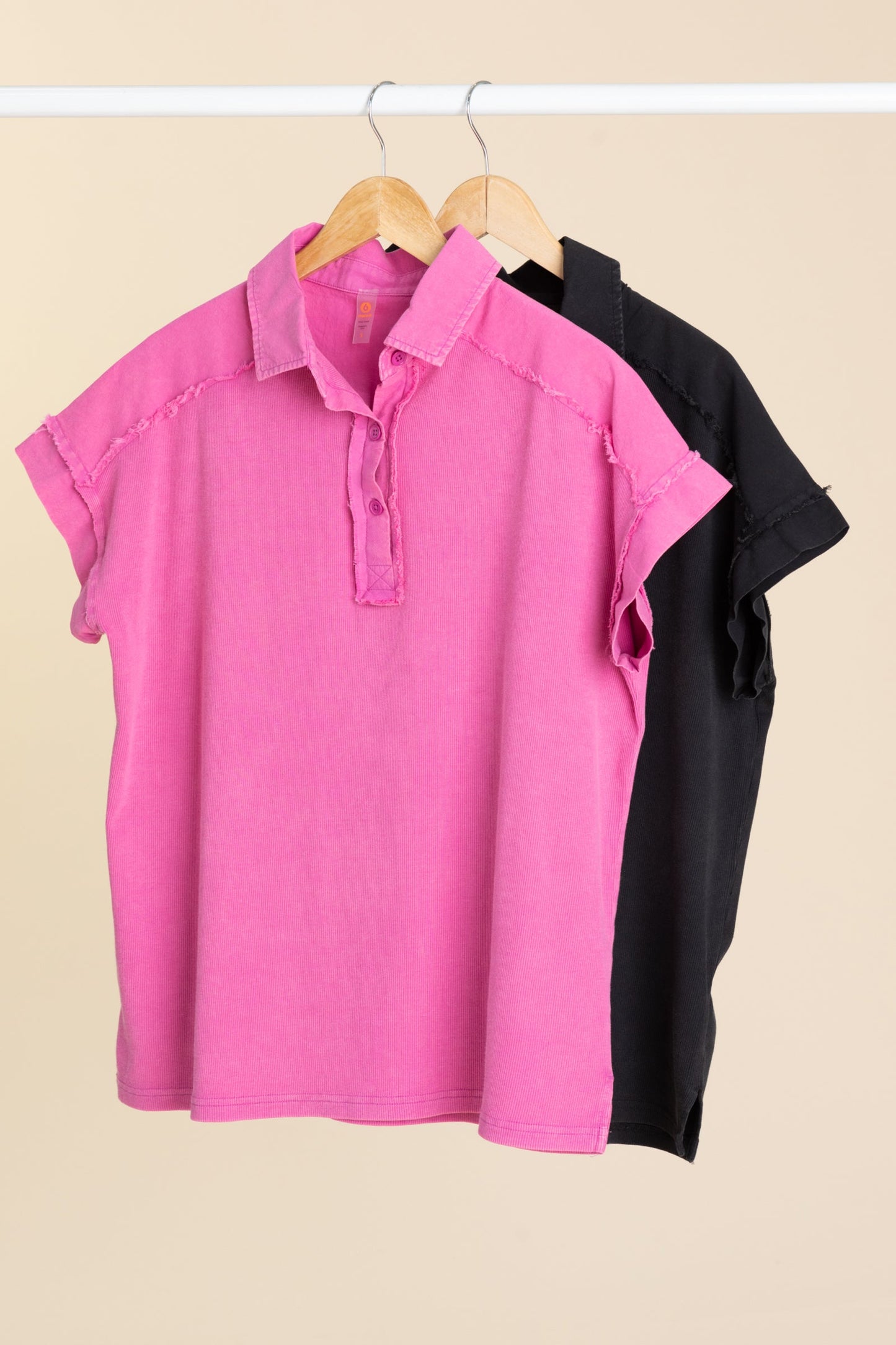 Mineral Washed Half Button Knit Tee