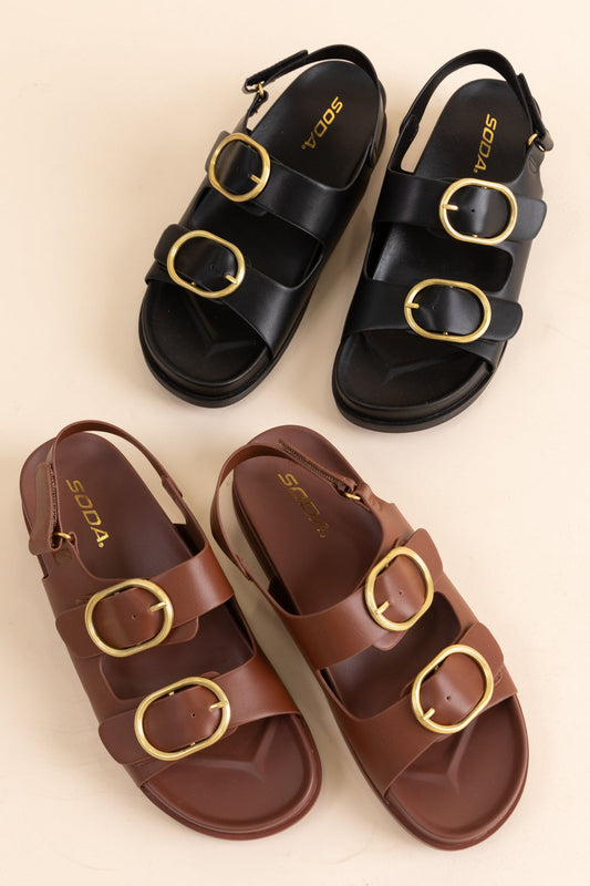Double Buckle Slingback Sandals