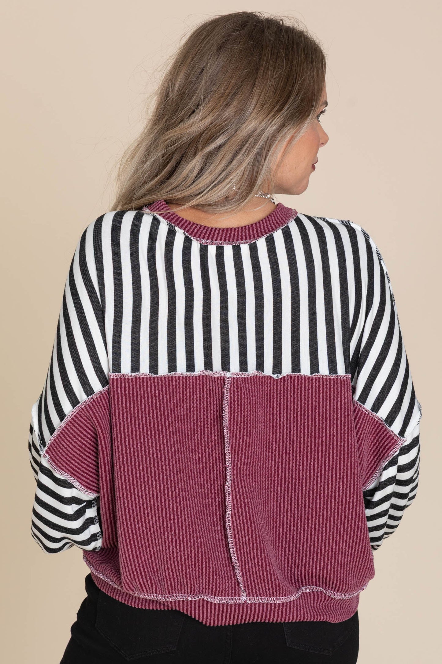Stripe Drop Shoulder Sweatshirts