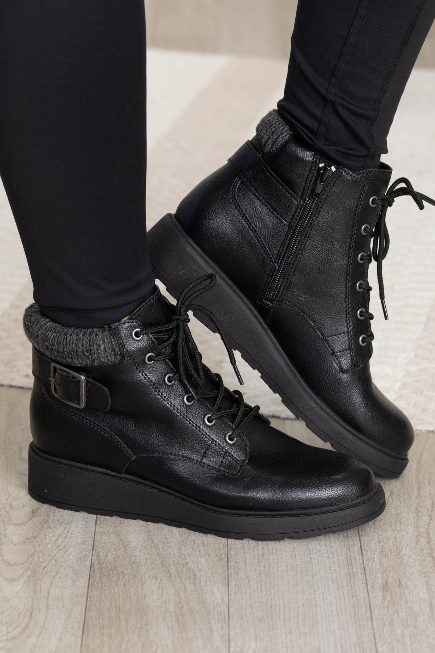 Blowfish Wedge Boots With Sweater Knit Trim