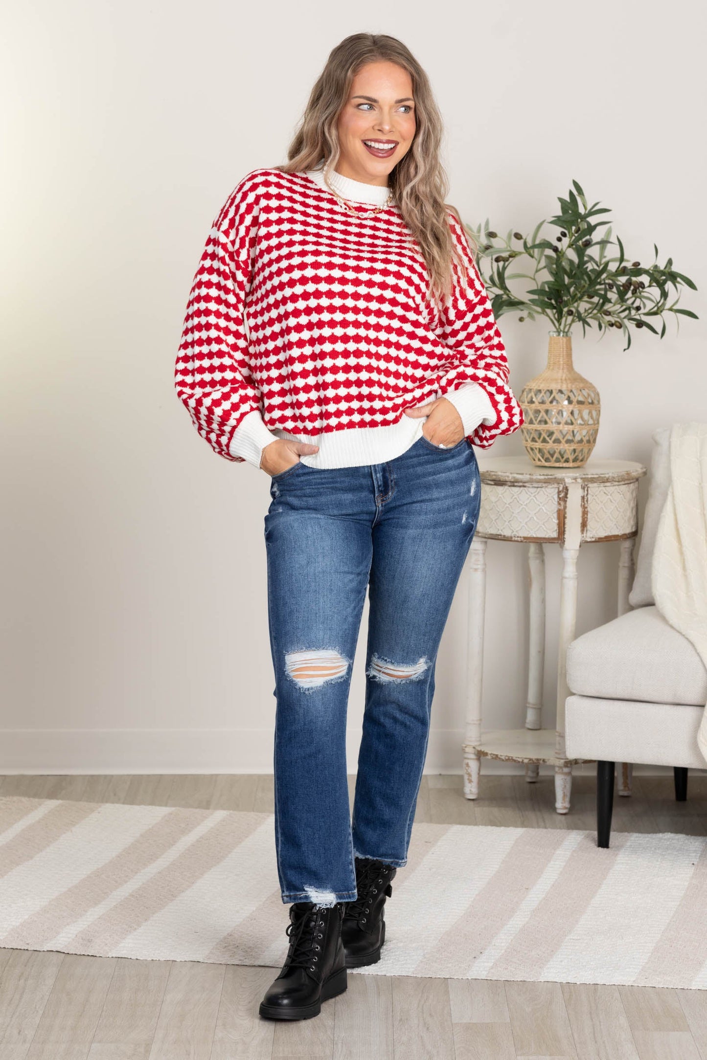 Red Christmas Spirit Sweater by Filly Flair