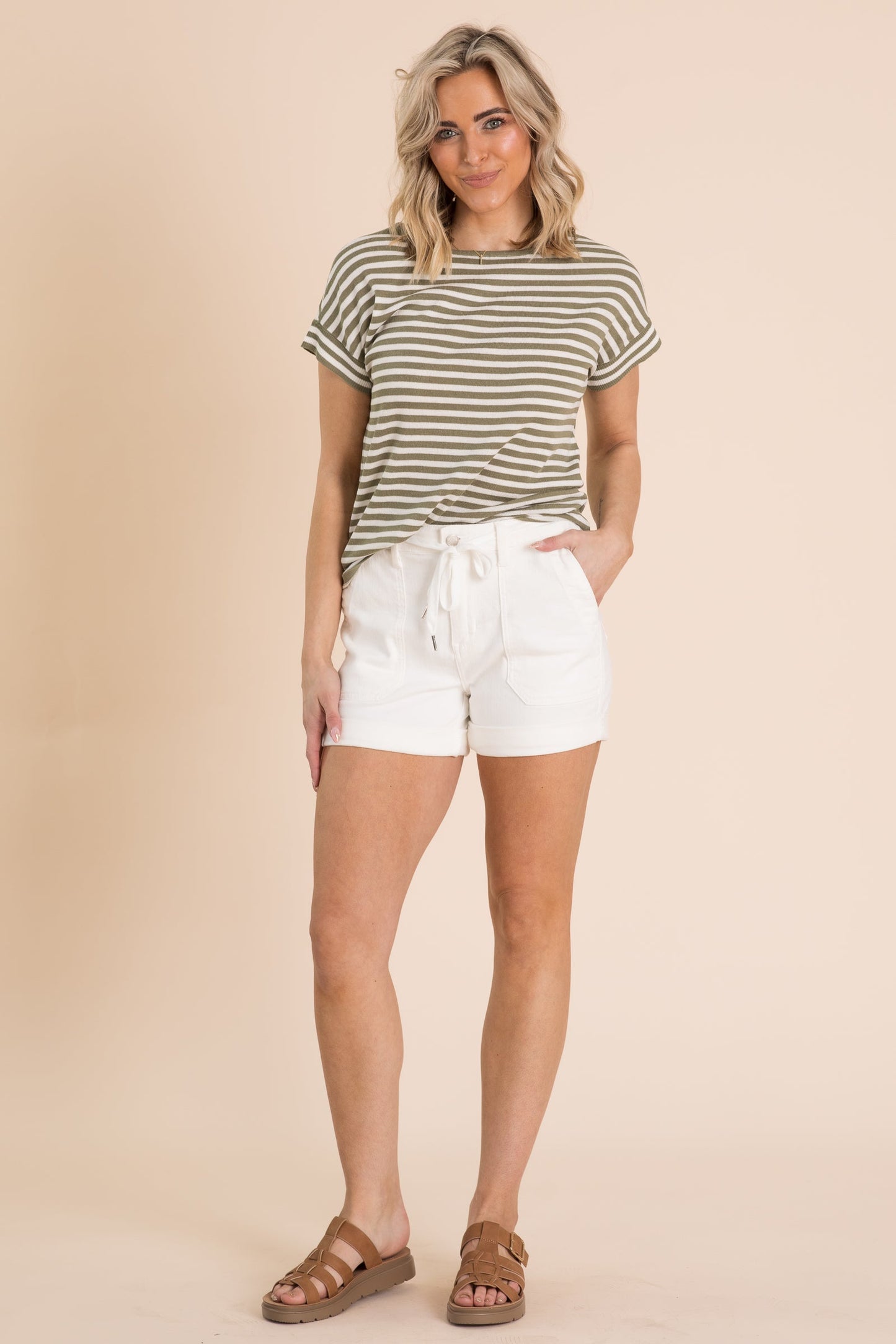 White Cuff Jogger Shorts